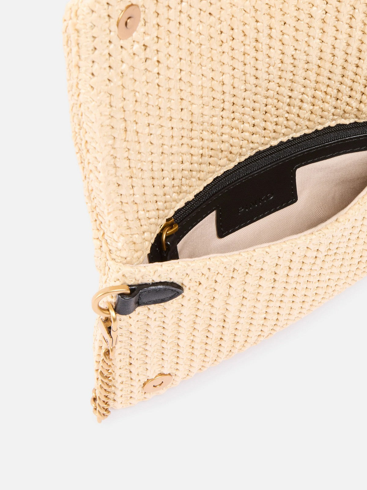 PINKO Borsa Donna CLICK SOFT HORIZONTAL MINI RAF 106023-A391 C24Q RAFIA/NERO-ANTIQUE GOLD gioboutiqueweb