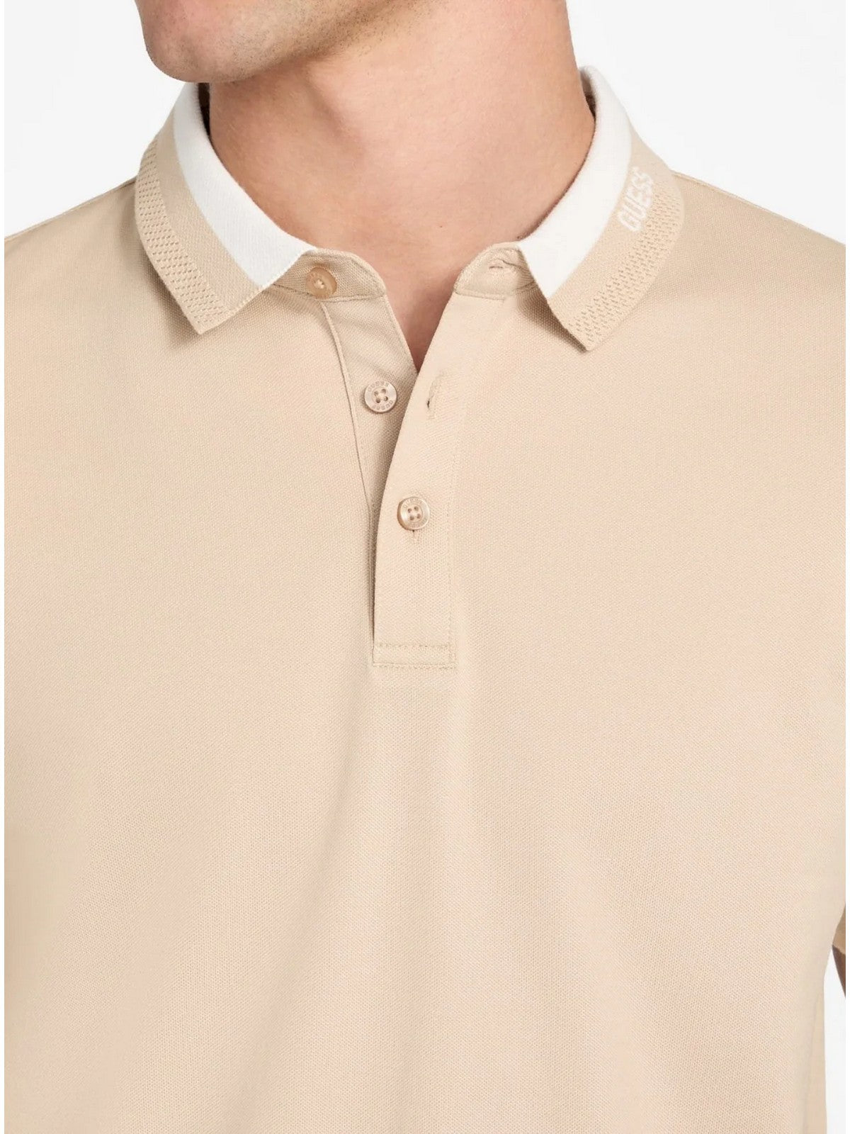 GUESS Polo Uomo SS PAUL GUESS COLLAR POLO M6RP47 KARS2 G1DR NEUTRAL SAND gioboutiqueweb