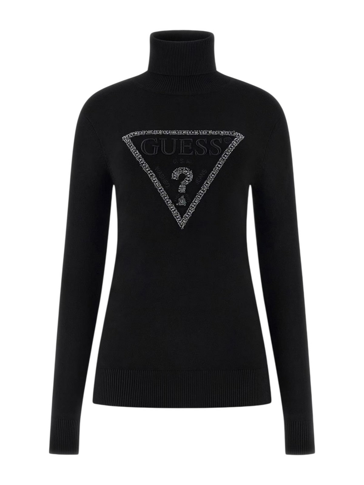 GUESS Maglione dolcevita Donna LS TN MELANIE TRIANGLE LOGO SW W5BR39 Z2NQ2 JBLK Jet Black A996 gioboutiqueweb