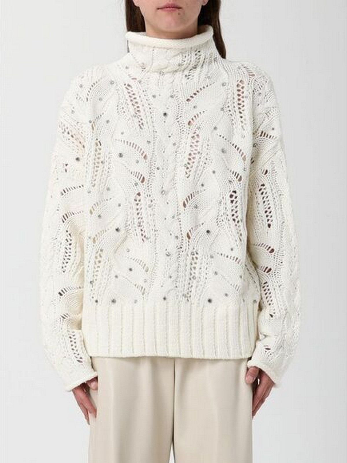 LIU JO WHITE Maglione dolcevita Donna MF5451MA37R 10701 BIANCO LANA
