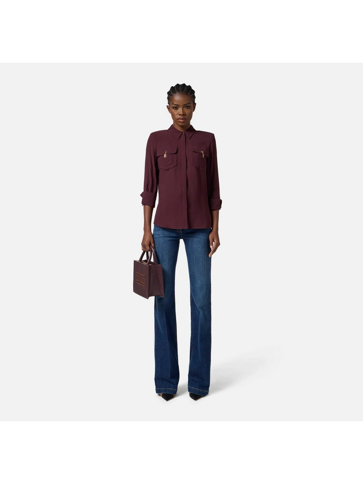 ELISABETTA FRANCHI Camicia Donna CA12256E2 EA4 MERLOT gioboutiqueweb