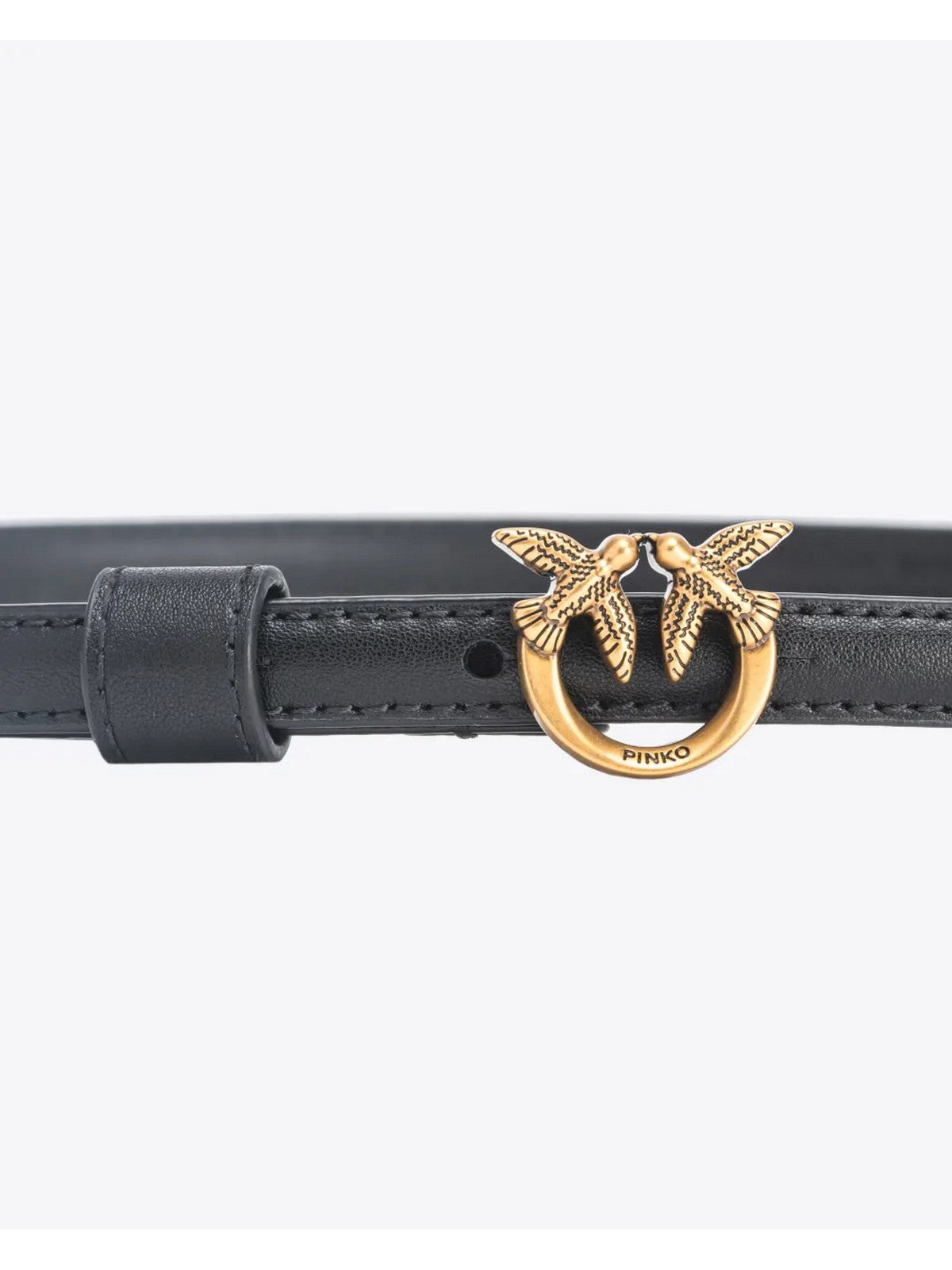 PINKO Cintura Donna Love Berry H1 Belt Vitello Set 102148-A0F1 Z99Q NERO-ANTIQUE GOLD gioboutiqueweb