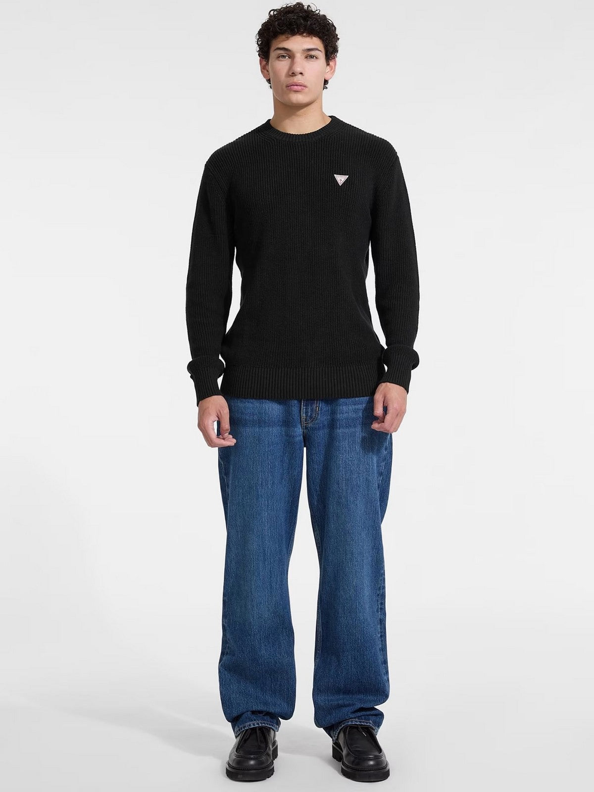 GUESS Maglione Uomo GJ LS CN MINI TRIANGLE SWTR M4BR30 Z3HM1 JBLK Jet Black A996 gioboutiqueweb