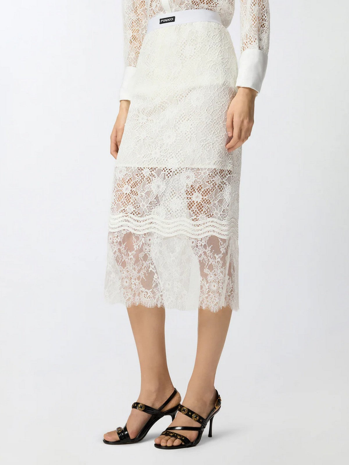 PINKO Gonna Donna HARMONIE GONNA PIZZO REBRODE 106664-A381 Z05 BIANCO-BIANCANEVE gioboutiqueweb