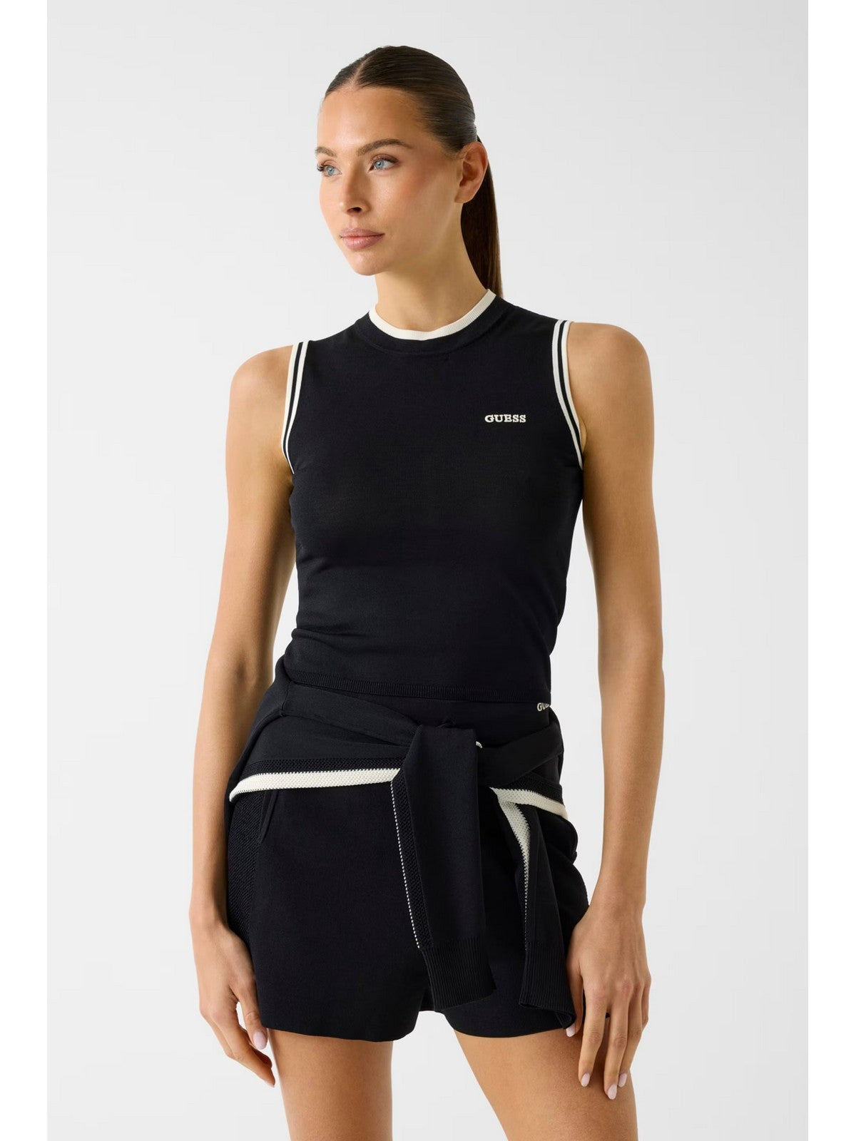 GUESS SPORT Top Donna GABRY CN SL TOP SWTR V6GR02 Z0723 JBLK Jet Black A996