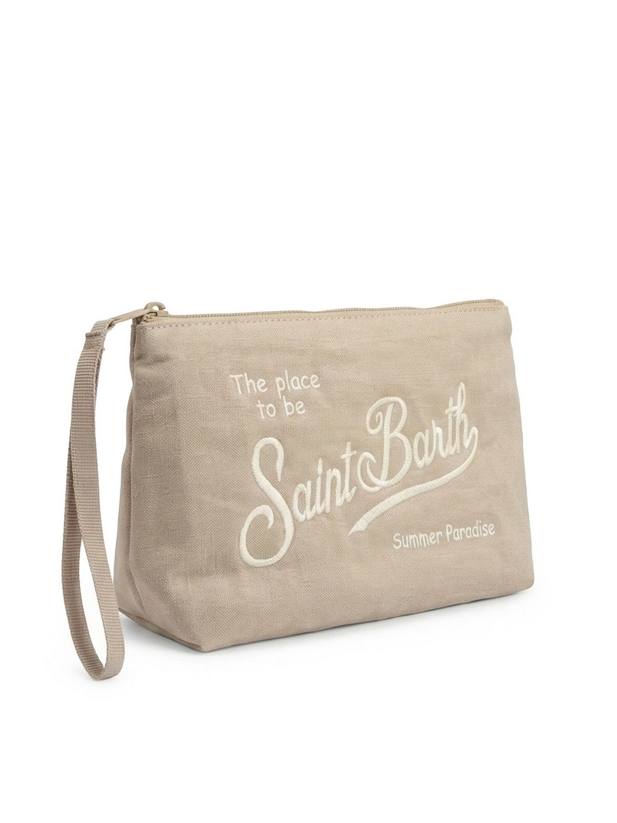MC2 SAINT BARTH Pochette Unisex adulto ALINE SOFT LINEN 01278L VINTAGE 11 BEIGE EMB gioboutiqueweb