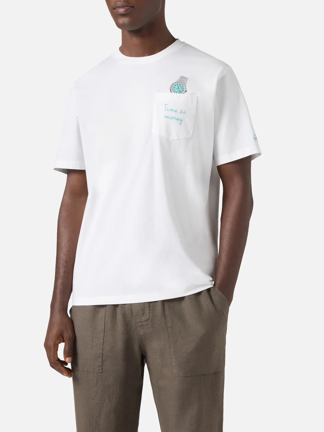 MC2 SAINT BARTH T-shirt Uomo AUSTIN 04354L TIME IS MONEY 01N EMB gioboutiqueweb