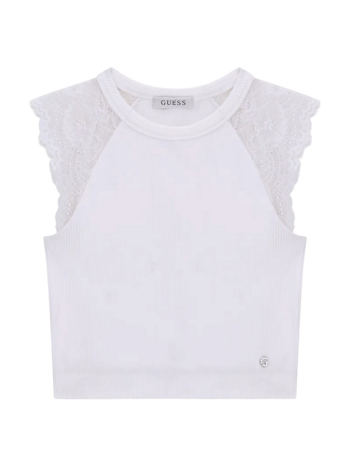 GUESS Top Donna MILLIE SEAMLESS LACE SWTR TOP W6GZ01 Z0606 G011 PURE WHITE gioboutiqueweb