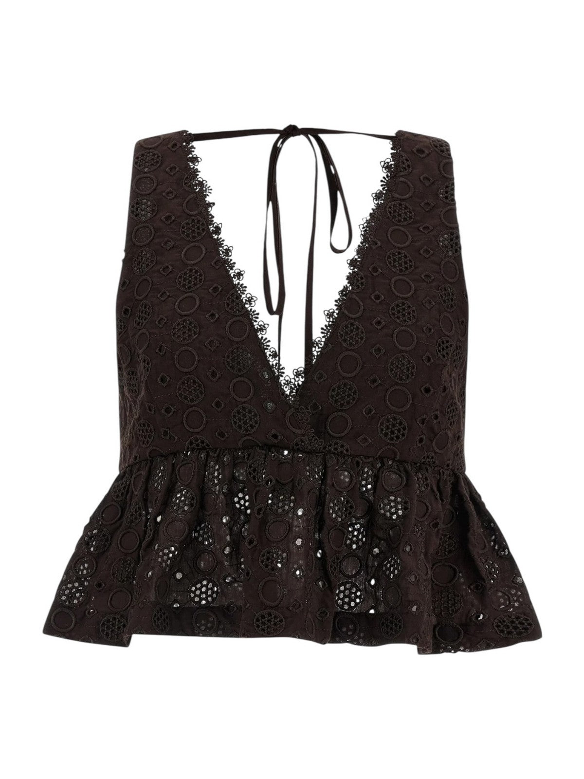 PINKO Top Donna KIERSTEN TOP POPELINE RICAMO S 106451-A35P M28 Marrone gioboutiqueweb