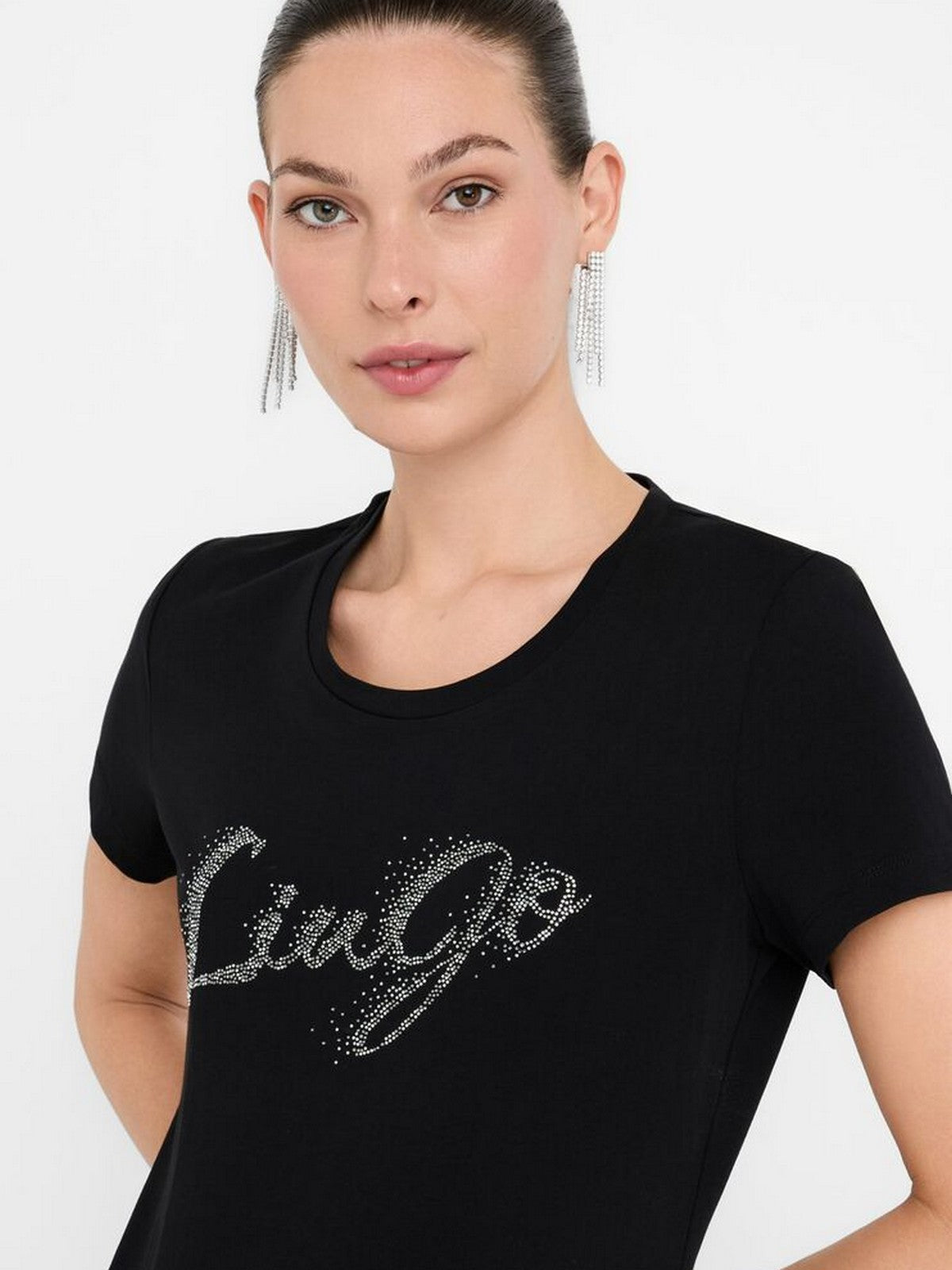 LIU JO BLUE DENIM T-shirt Donna UF5266JS904 P9004 Nero fad.LiuJo silve