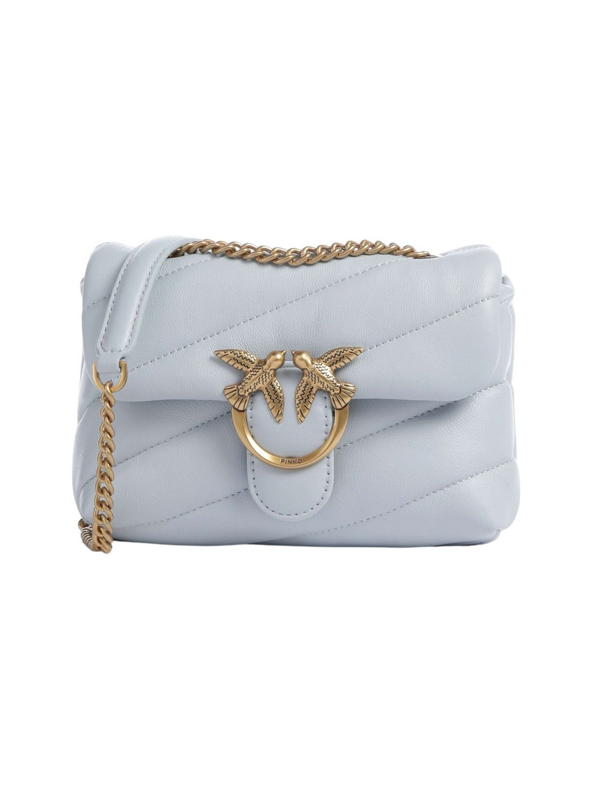 PINKO Borsa Donna Love Puff Baby Cl Sheep Nappa 100040-A0F2 E37Q AZZURRO CELESTE-ANTIQUE GOLD gioboutiqueweb