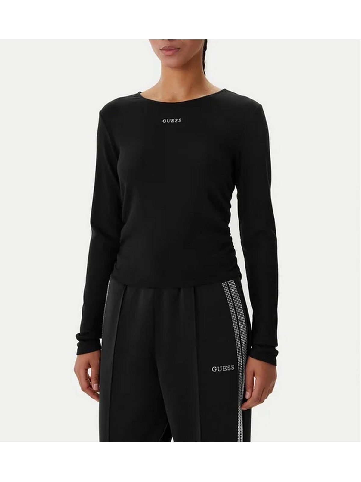 GUESS SPORT Maglia Donna NAT RIB LS TOP V6RP08 KD932 JBLK Jet Black A996