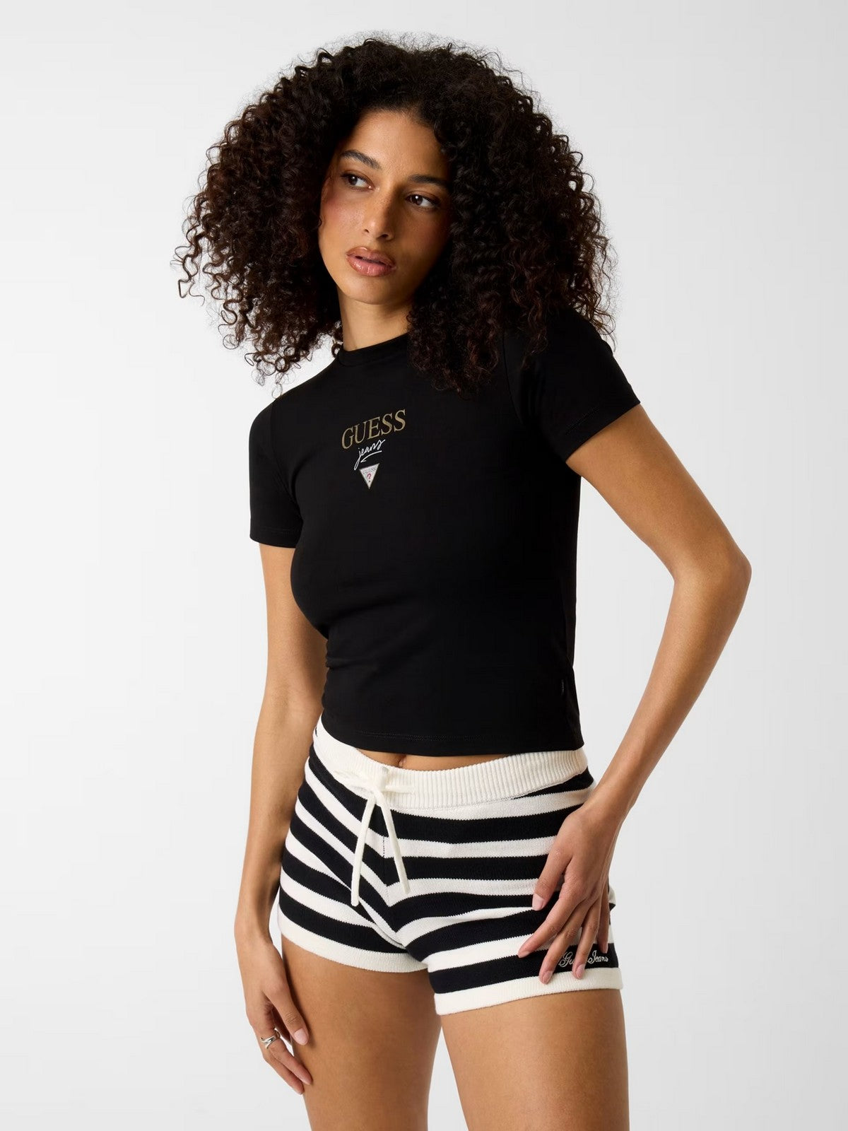 GUESS T-shirt Donna GJ SS CN BABY BAKER TEE W6RI15 J1314 JBLK Jet Black A996 gioboutiqueweb