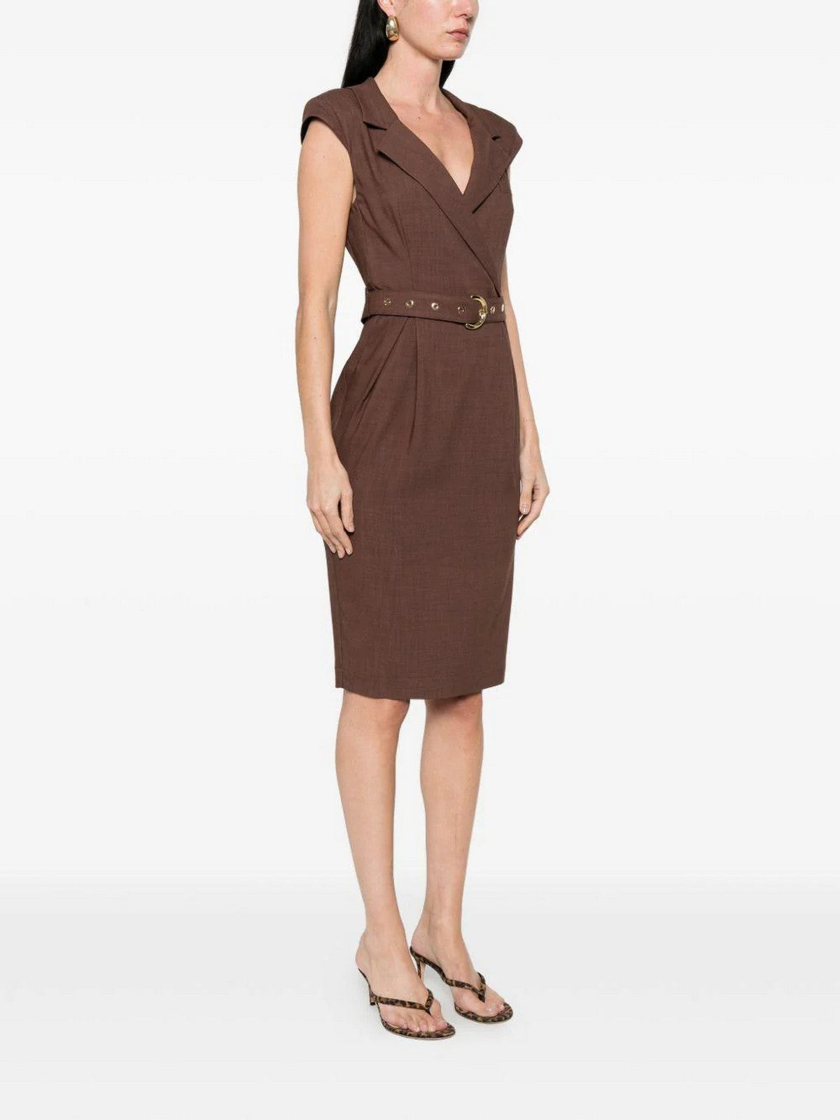 PINKO Abito Donna AMADINE ABITO FRISOTTINO 106565-A2W6 L78 MARRONE TERRA X PIANTE gioboutiqueweb