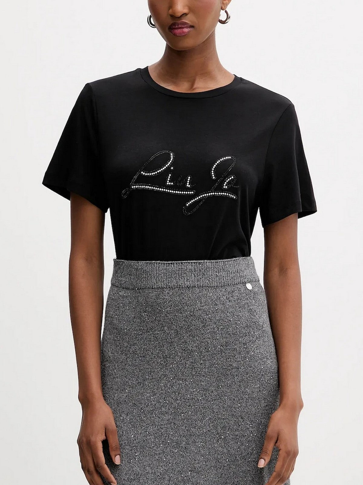LIU JO WHITE T-shirt Donna  MF5410JS923 W9415 NERO/LIUJO
