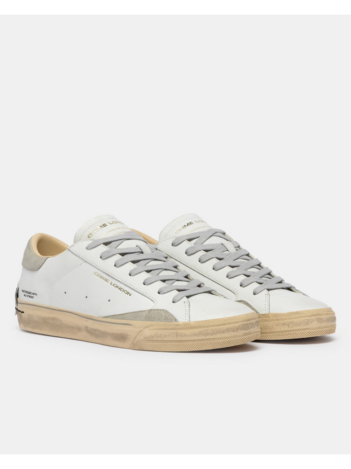 CRIME LONDON Sneaker Uomo DISTRESSED 2.0 LIGHT GREY 19053PP8 10 WHITE gioboutiqueweb
