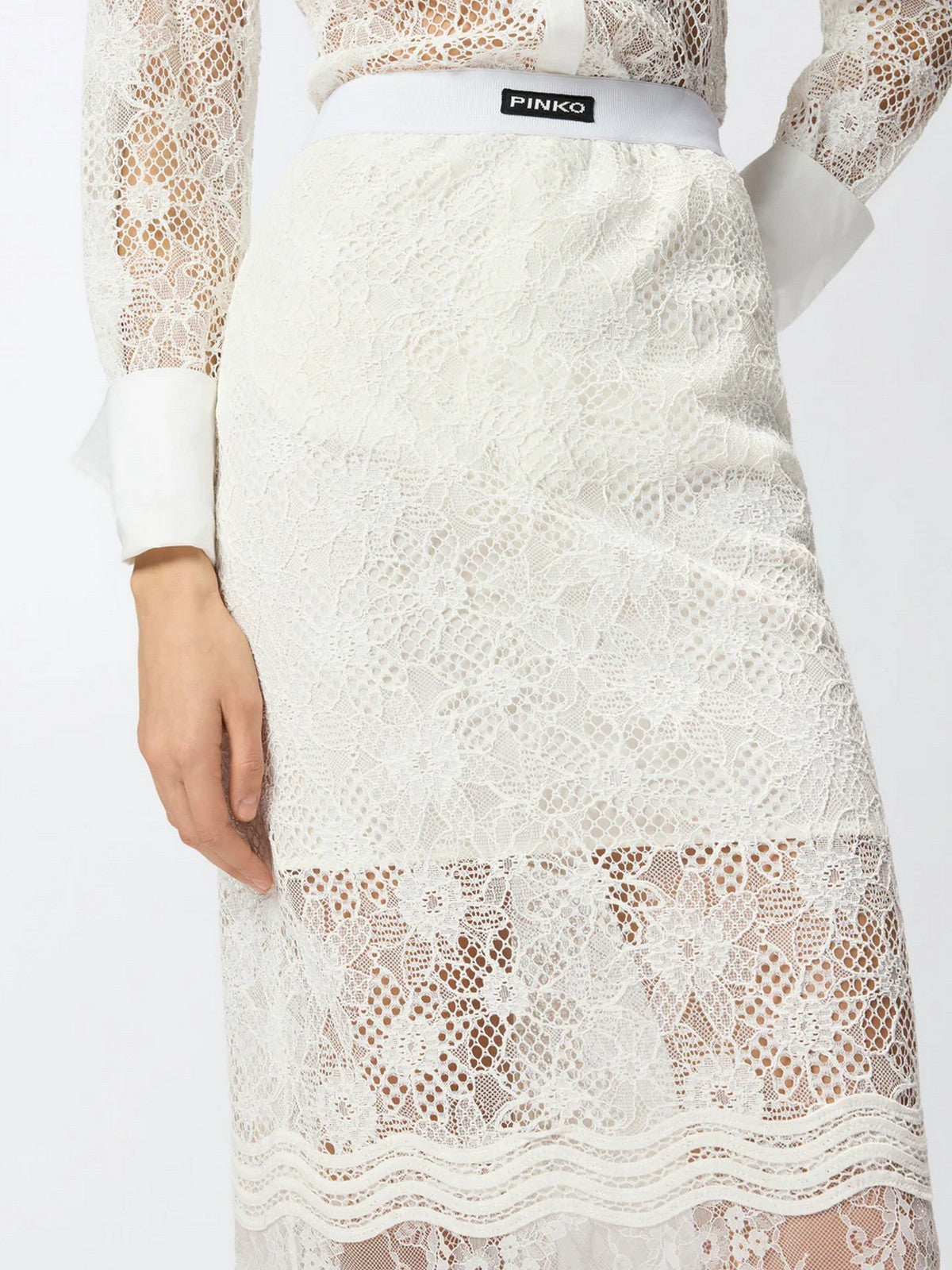 PINKO Gonna Donna HARMONIE GONNA PIZZO REBRODE 106664-A381 Z05 BIANCO-BIANCANEVE gioboutiqueweb