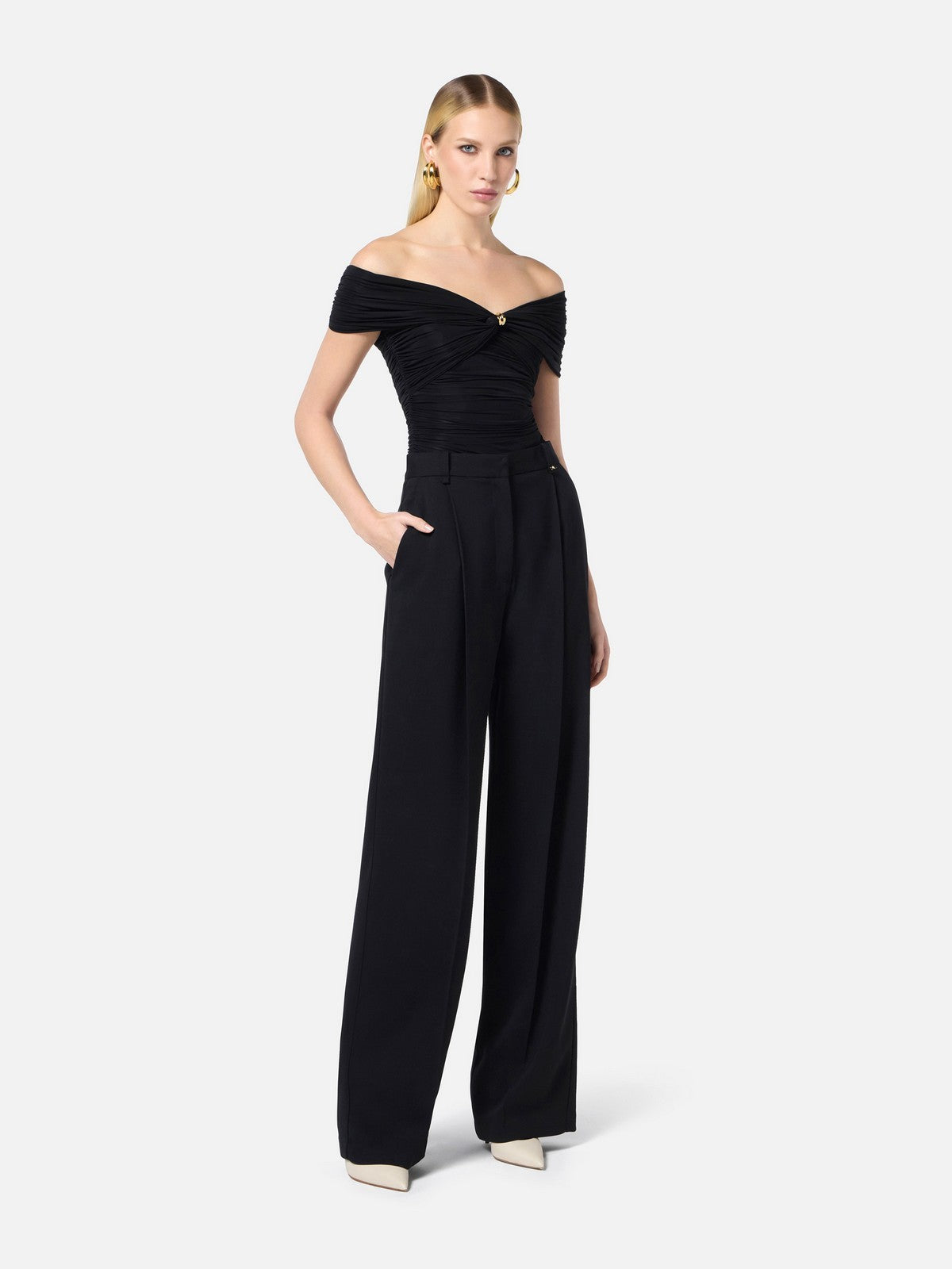 ELISABETTA FRANCHI Top Donna  TO03852E2-110 Nero gioboutiqueweb