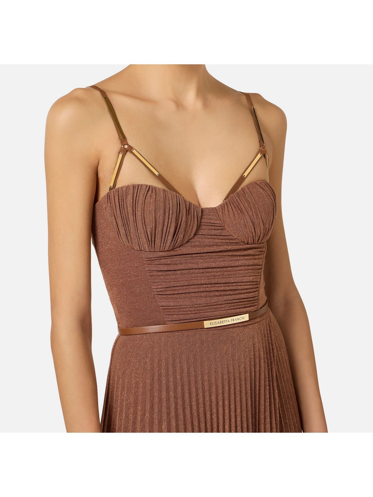 ELISABETTA FRANCHI Abito Donna  ABR1661E2 600 CUOIO gioboutiqueweb