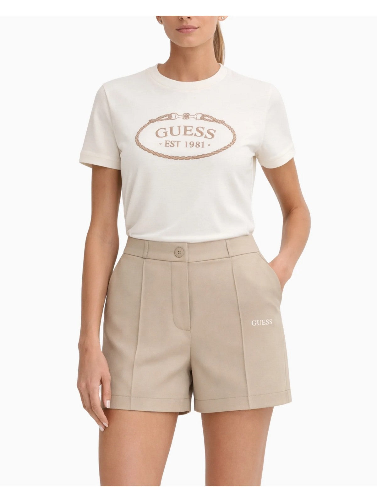 GUESS SPORT Pantalocino Donna SARAH PIQUE SHORTS V6GD01 K2927 G1BW SAND TAN