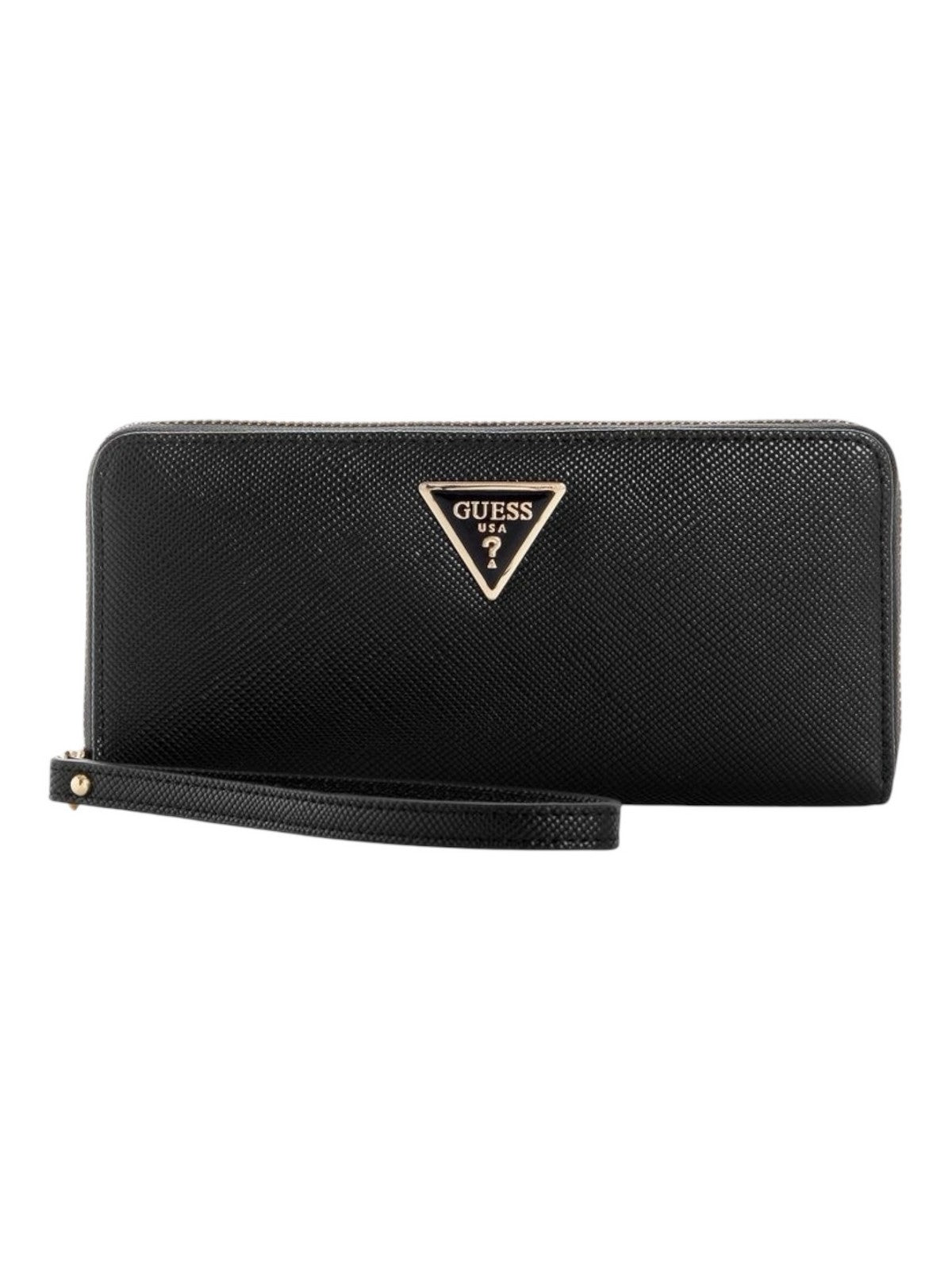 GUESS Portafoglio Donna LAUREL SLG LARGE ZIP AROUND SWBG85 00146 BLA Nero gioboutiqueweb