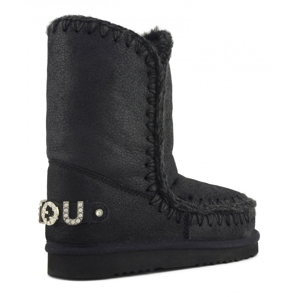 MOU Stivali e Stivaletti Donna Eskimo 24  rhinestones logo MU.FW101037B CBKG Cracked Black gioboutiqueweb