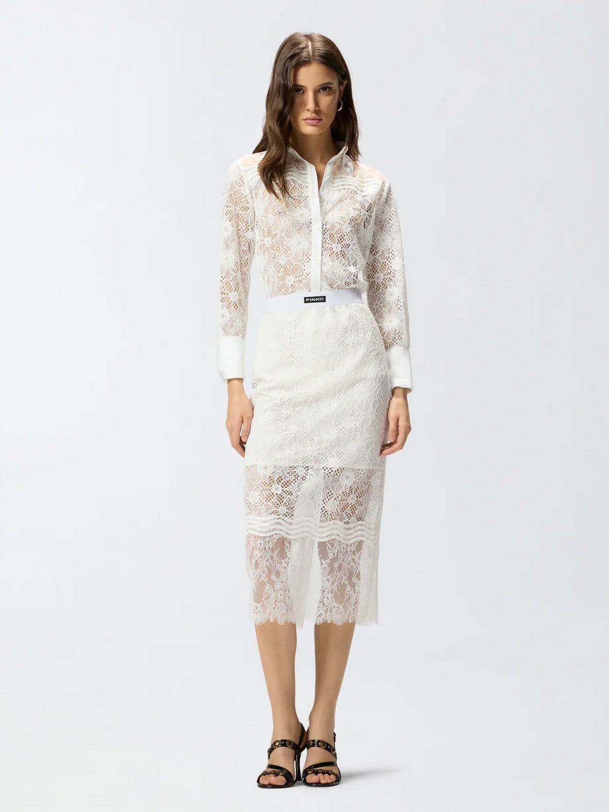 PINKO Gonna Donna HARMONIE GONNA PIZZO REBRODE 106664-A381 Z05 BIANCO-BIANCANEVE gioboutiqueweb