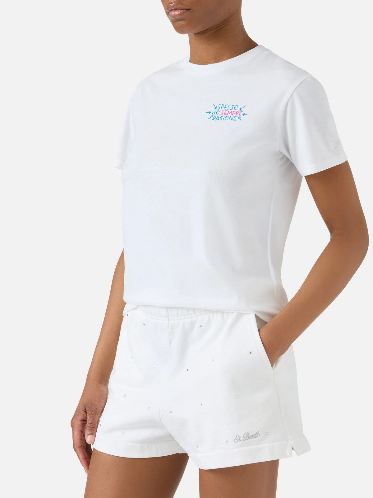 MC2 SAINT BARTH T-shirt Donna  EMILIE 09158L SPESSO HO SEMPRE RAGIONE 01N EMB gioboutiqueweb