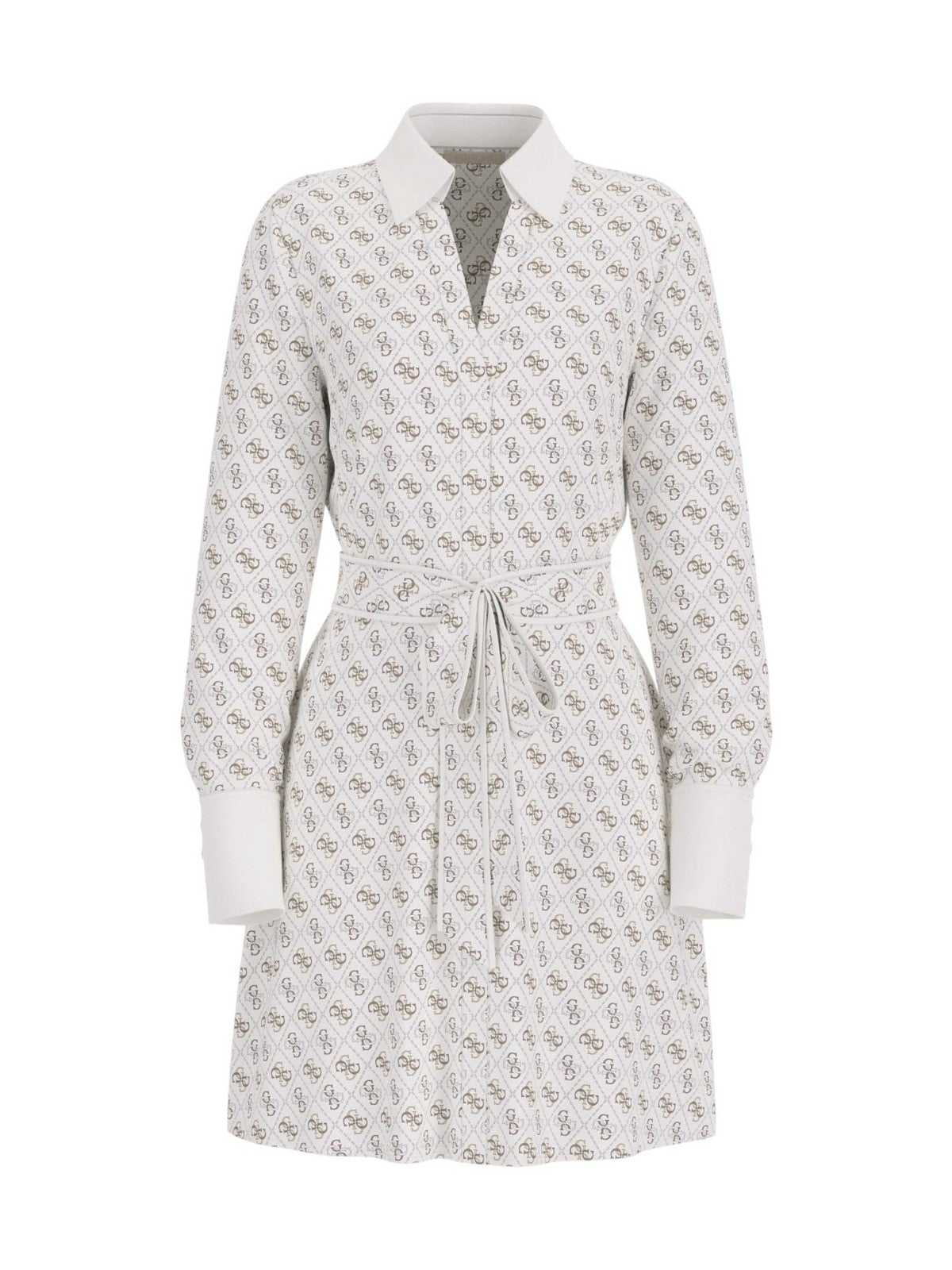 GUESS Abito Donna LS BLERTA CHEMISIER DRESS W6RK90 WF1T2 P1WE 4G ALL OVER LOGO LOV