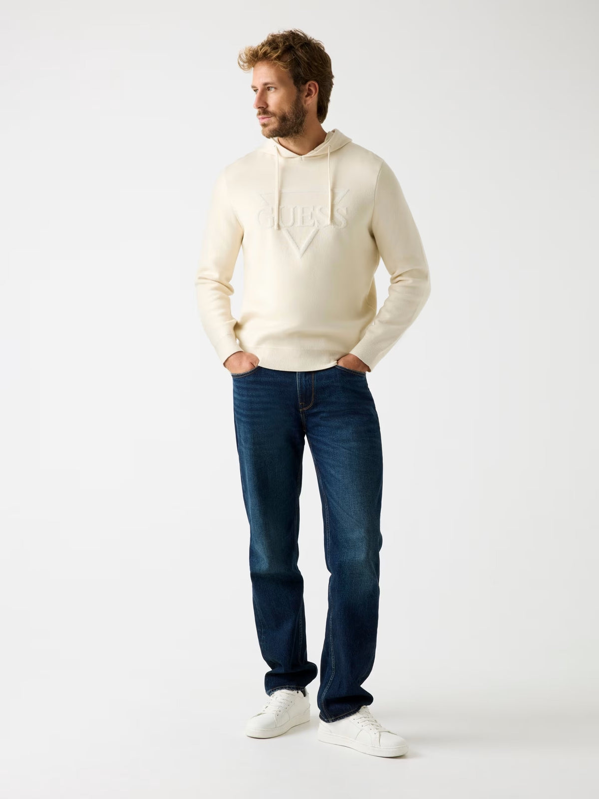 GUESS Maglione Uomo JOBY HOODIE FRENCH TERRY SWTR M5BR18 Z0470 G1CV QUICKSAND