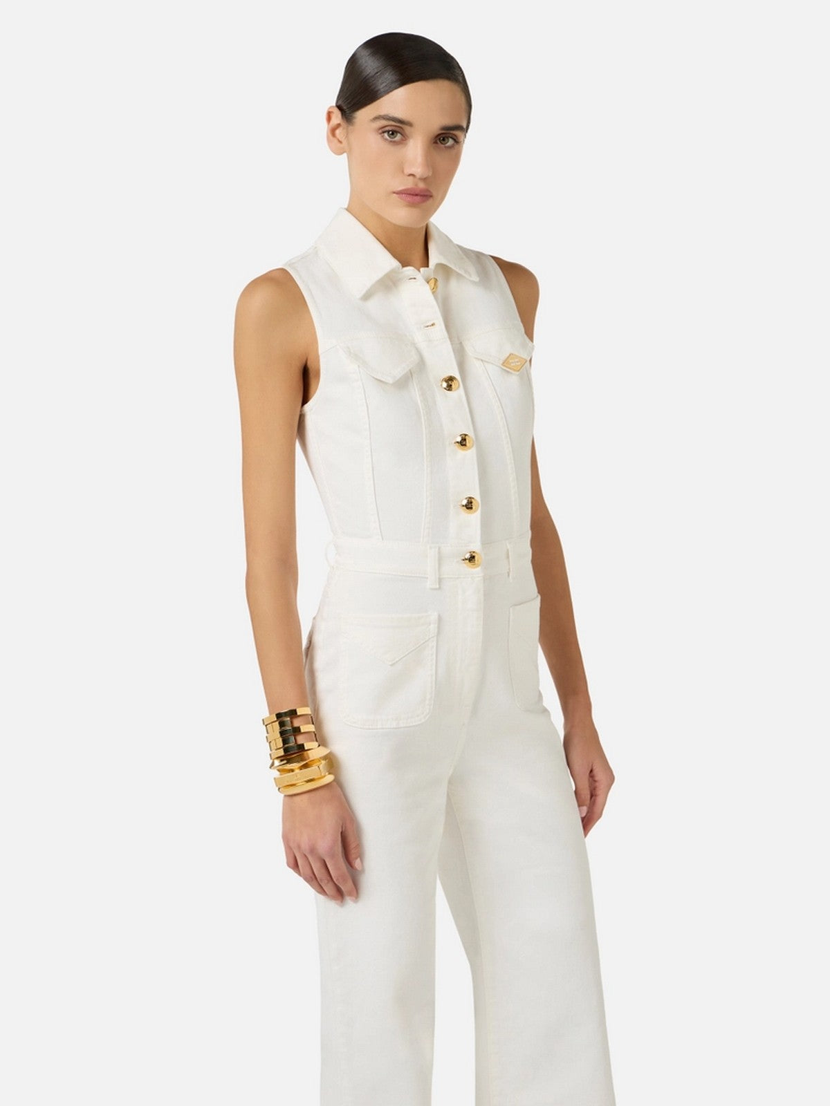 ELISABETTA FRANCHI Tuta Donna  TJ45N61E2 360 Avorio gioboutiqueweb