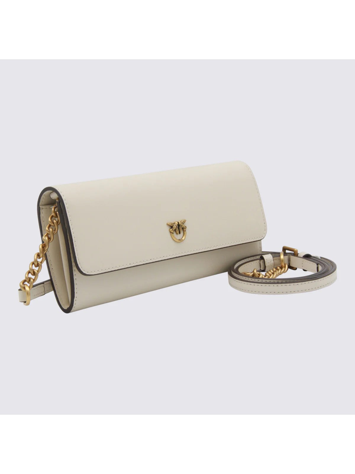 PINKO Portefeuille Femme LOVE TINY BIRDS WALLET C 103765-A0F1 Z14Q SILK WHITE-ANTIQUE GOLD