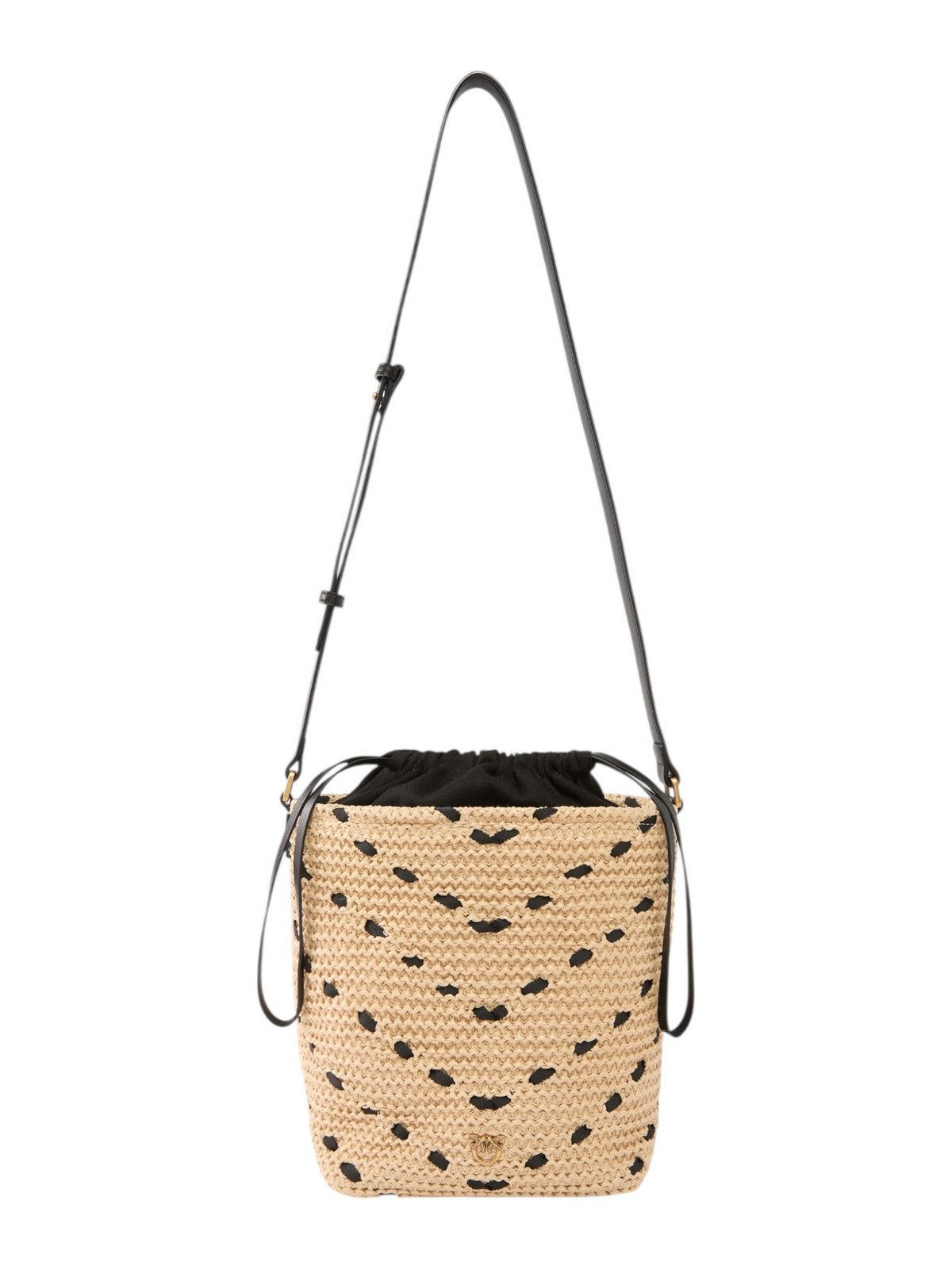 PINKO Borsa Donna BUCKET MINI CHEVRON RAFIA + VI 106835-A391 HZ3Q PAGLIA/NERO-ANTIQUE GOLD gioboutiqueweb