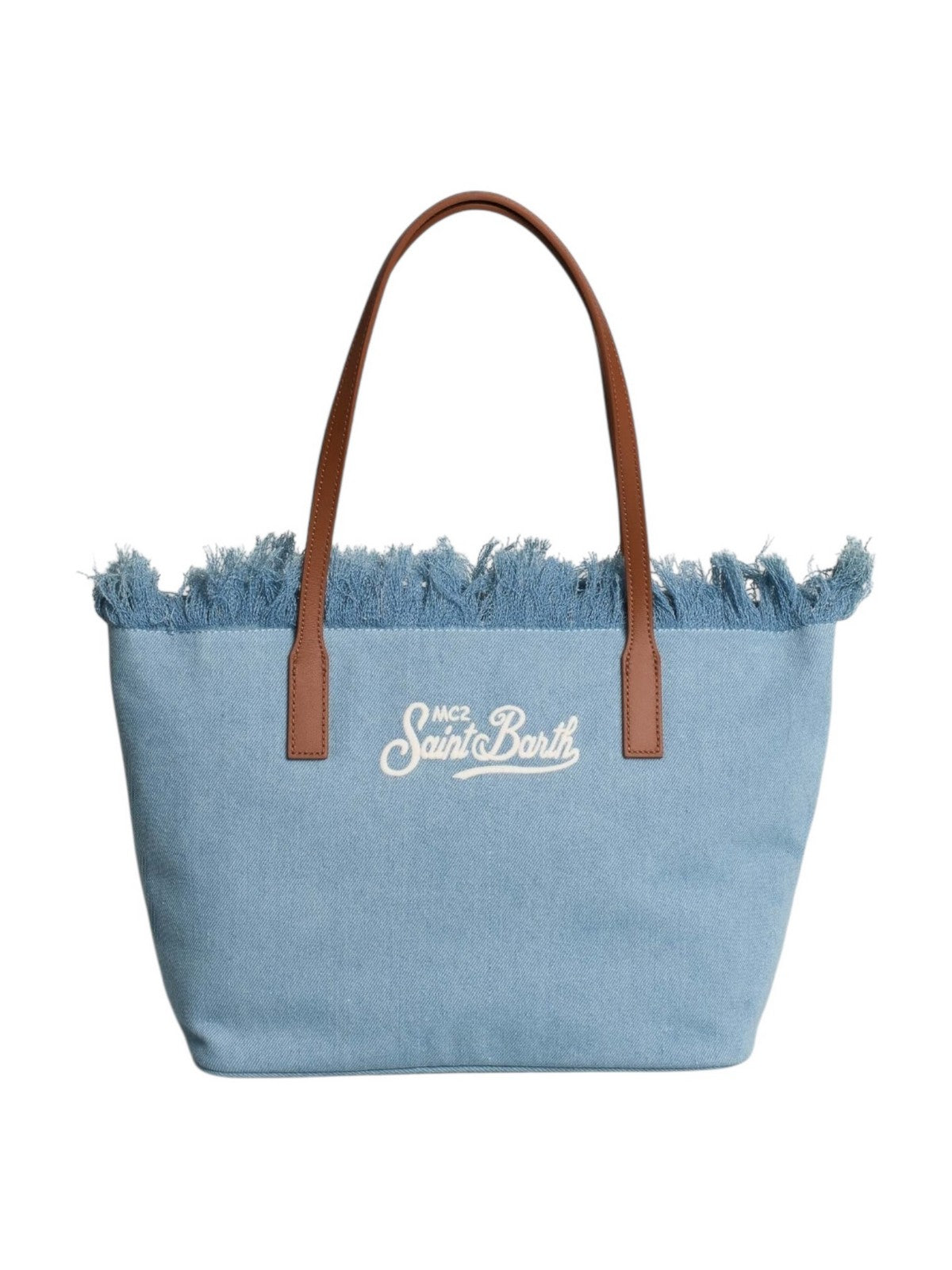 MC2 SAINT BARTH Borsa Donna  CITY BAG MID FRINGE 01759L DENIM LIGHT EMB