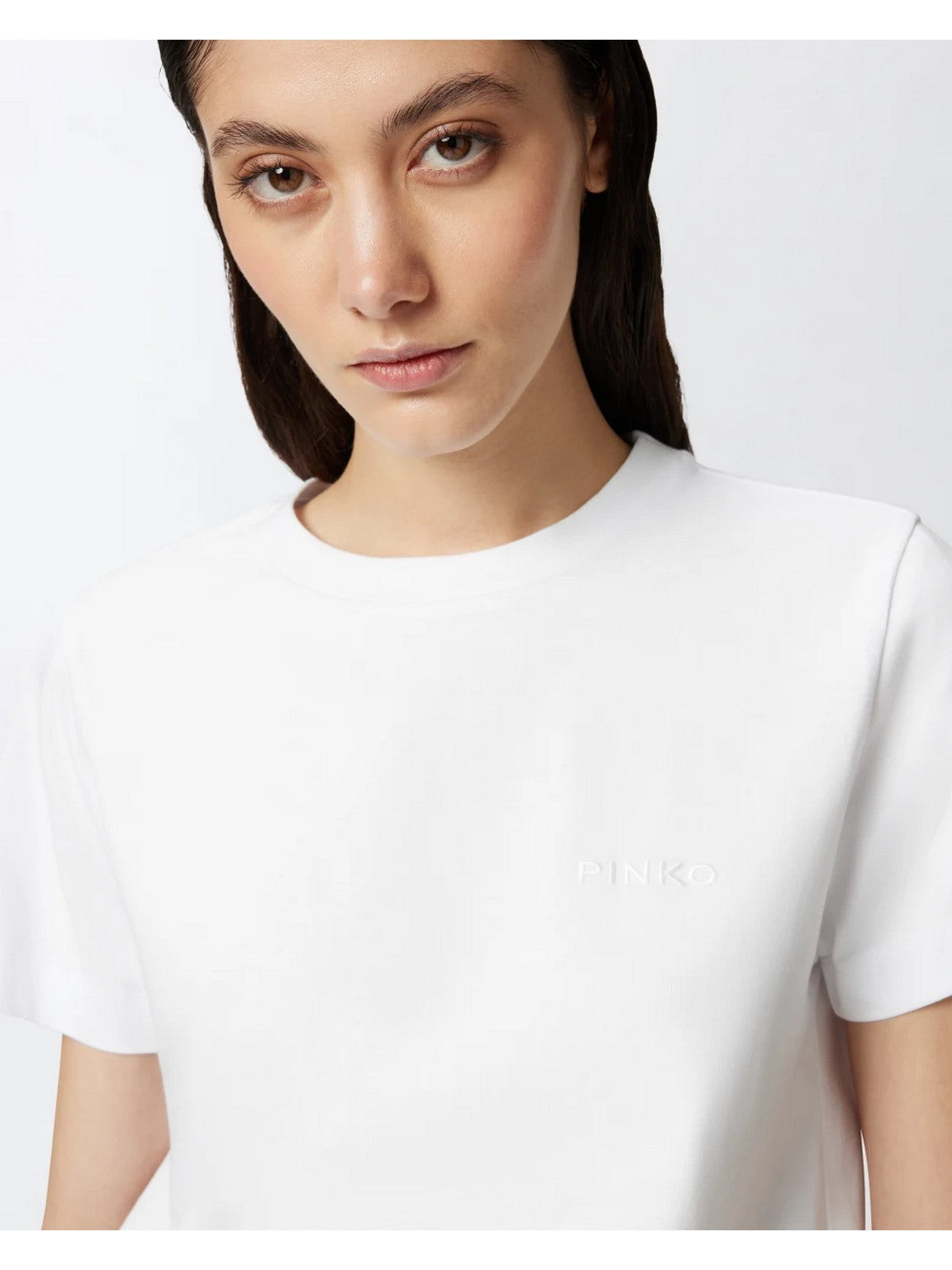 PINKO T-shirt Donna START T-SHIRT JERSEY LOGO PINK 101752-A2HN Z04 Bianco gioboutiqueweb
