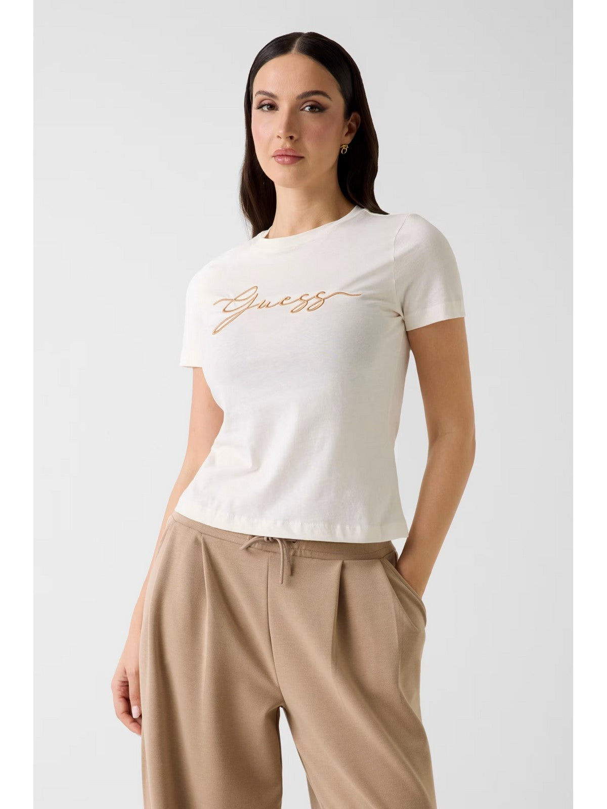 GUESS SPORT T-shirt Donna CIRCE SS CN T-SHIRT V6GI01 K2962 G1O6 DOVE WHITE