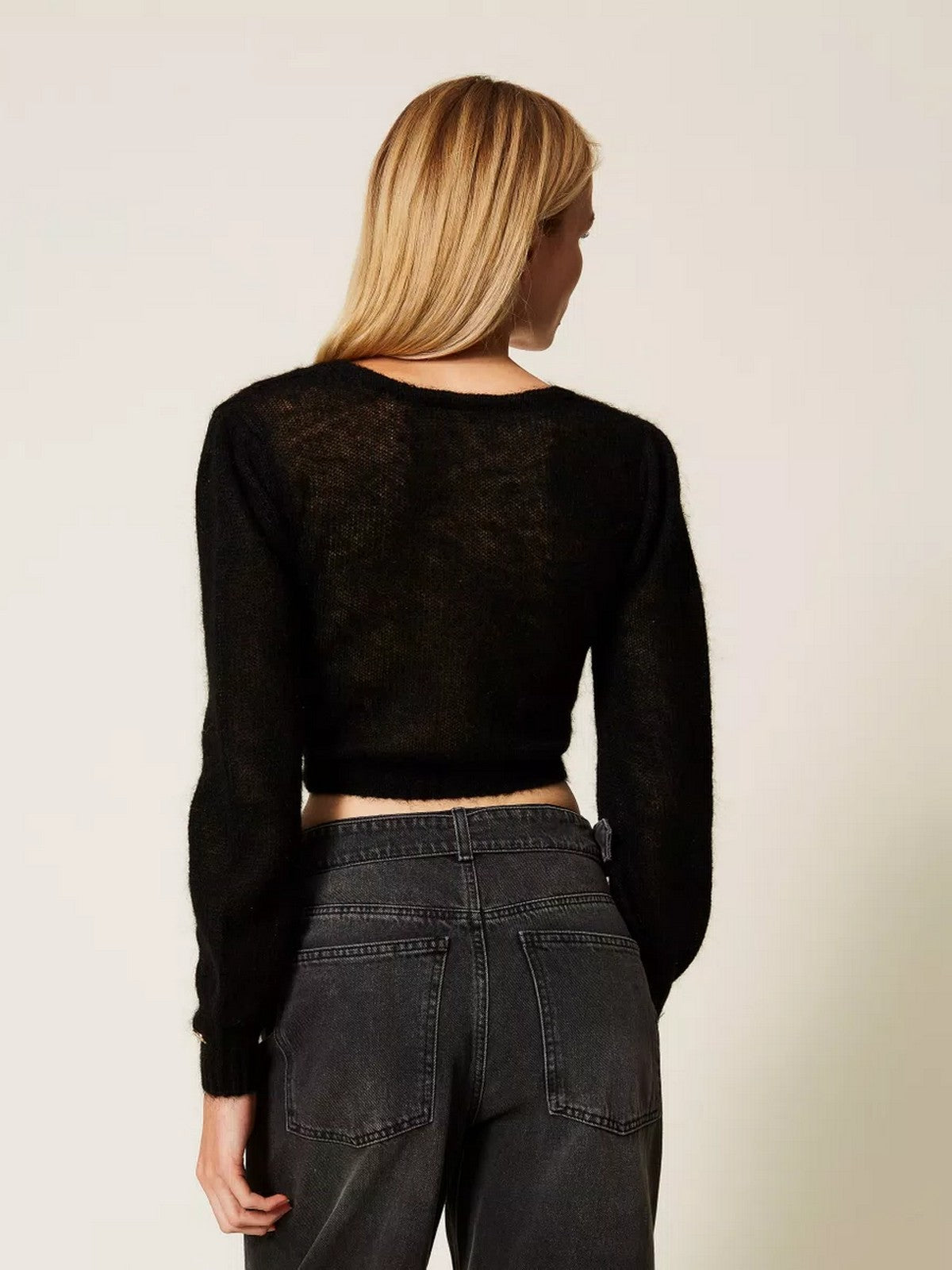 TWINSET Maglia Donna LIGHT MIX MOHAIR STITCHES 252TP3525 00006 Nero