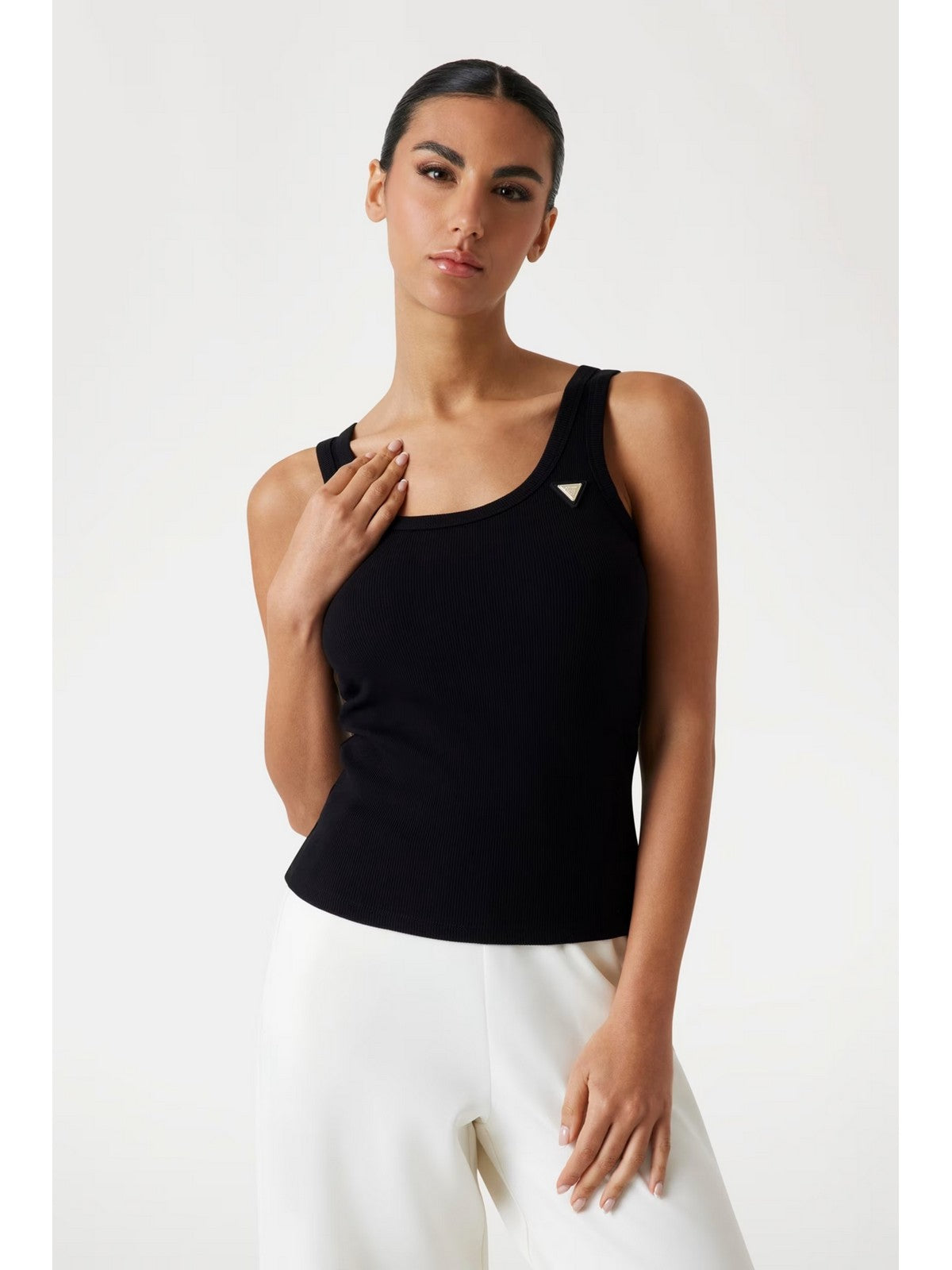 GUESS SPORT Canotta Donna COLETTE RIB TANK V4YP06 K8RT2 JBLK Jet Black A996 gioboutiqueweb