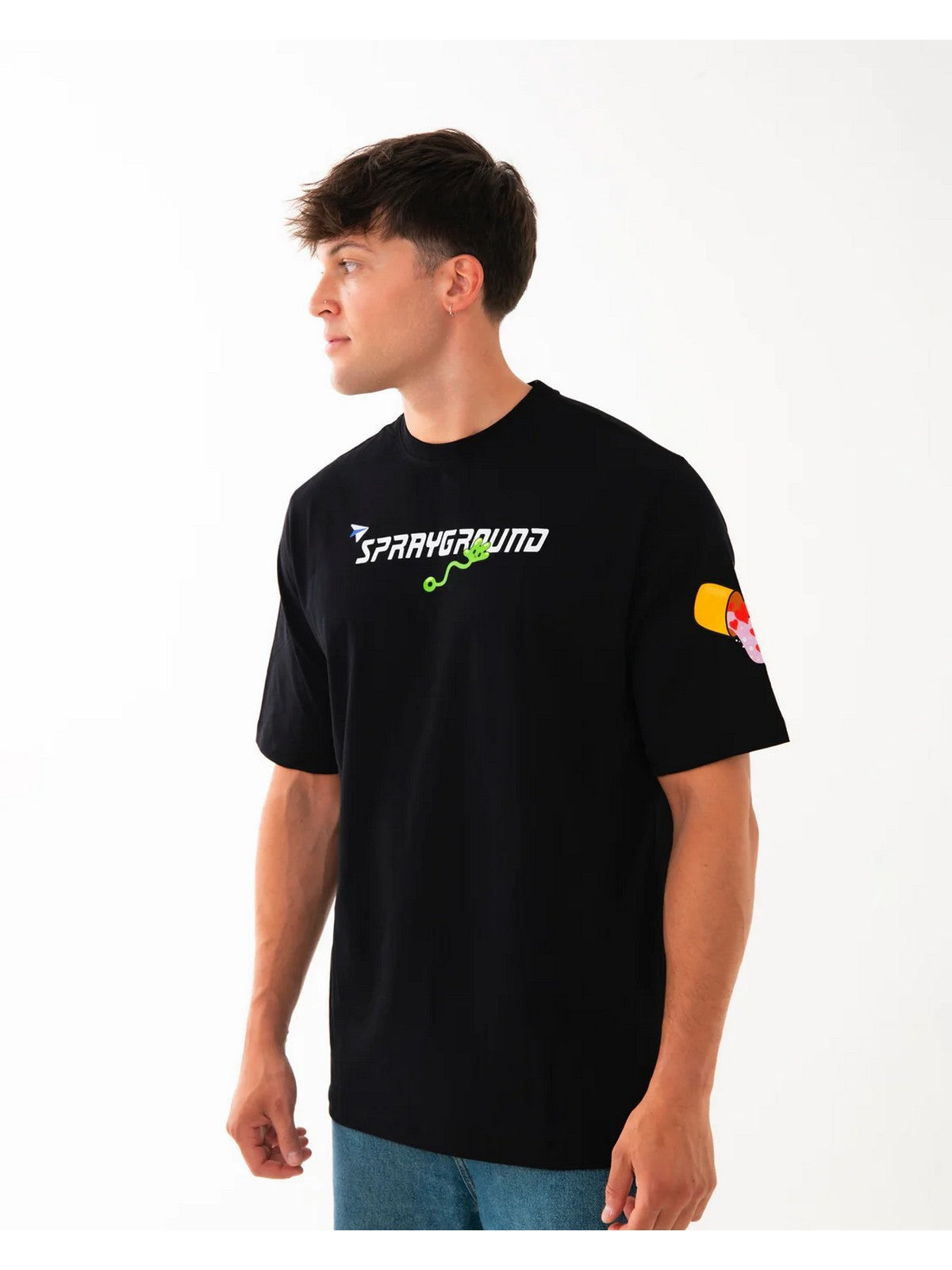 SPRAYGROUND T-shirt Uomo WTF SKULL VOER T-SHIRT SP861BLK BLACK gioboutiqueweb