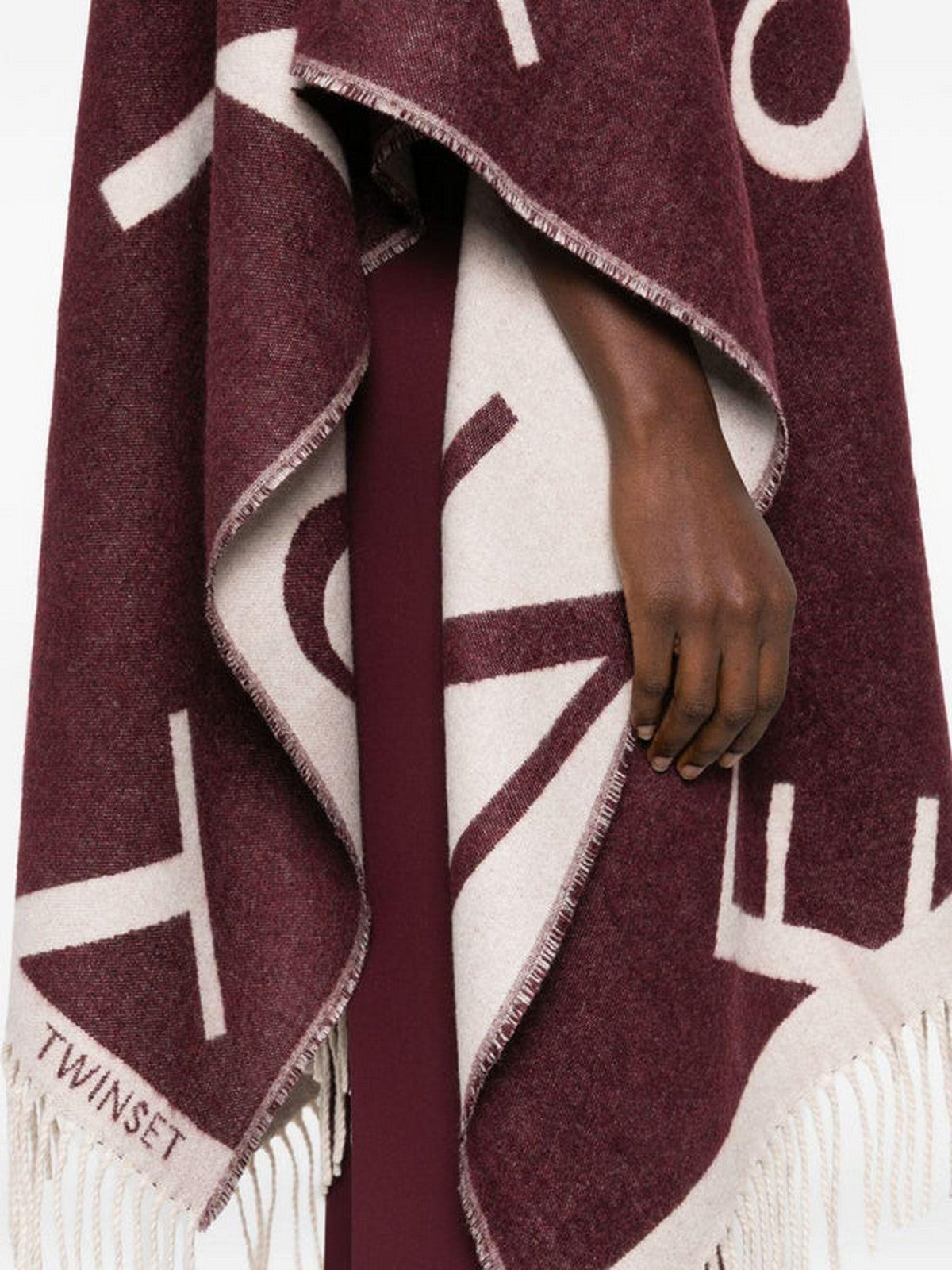 TWINSET Mantella Donna JACQUARD LOGO PONCHO 252TA4220 05609 WINETASTING