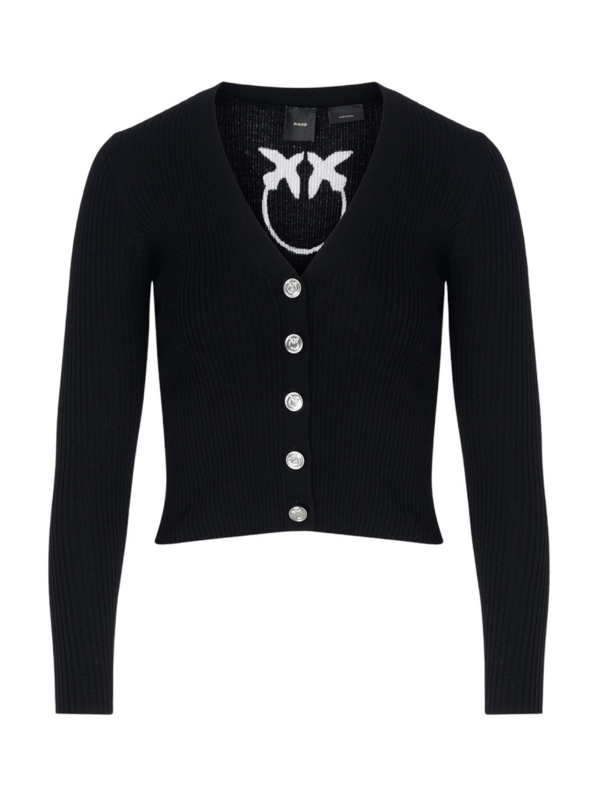 PINKO Maglione Donna Tilacino Cardigan Lana Logo In 104247-A18M Z99 Nero gioboutiqueweb