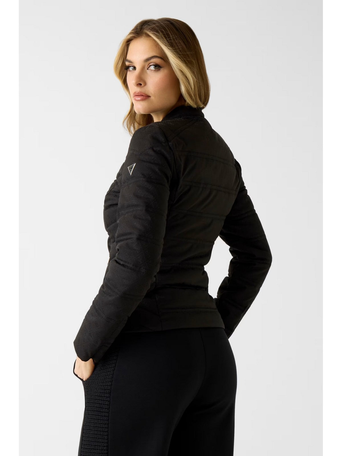 GUESS Giubbino Donna New Vona Logo Jacket W6RL02 WJ492 JBLK Jet Black A996 gioboutiqueweb
