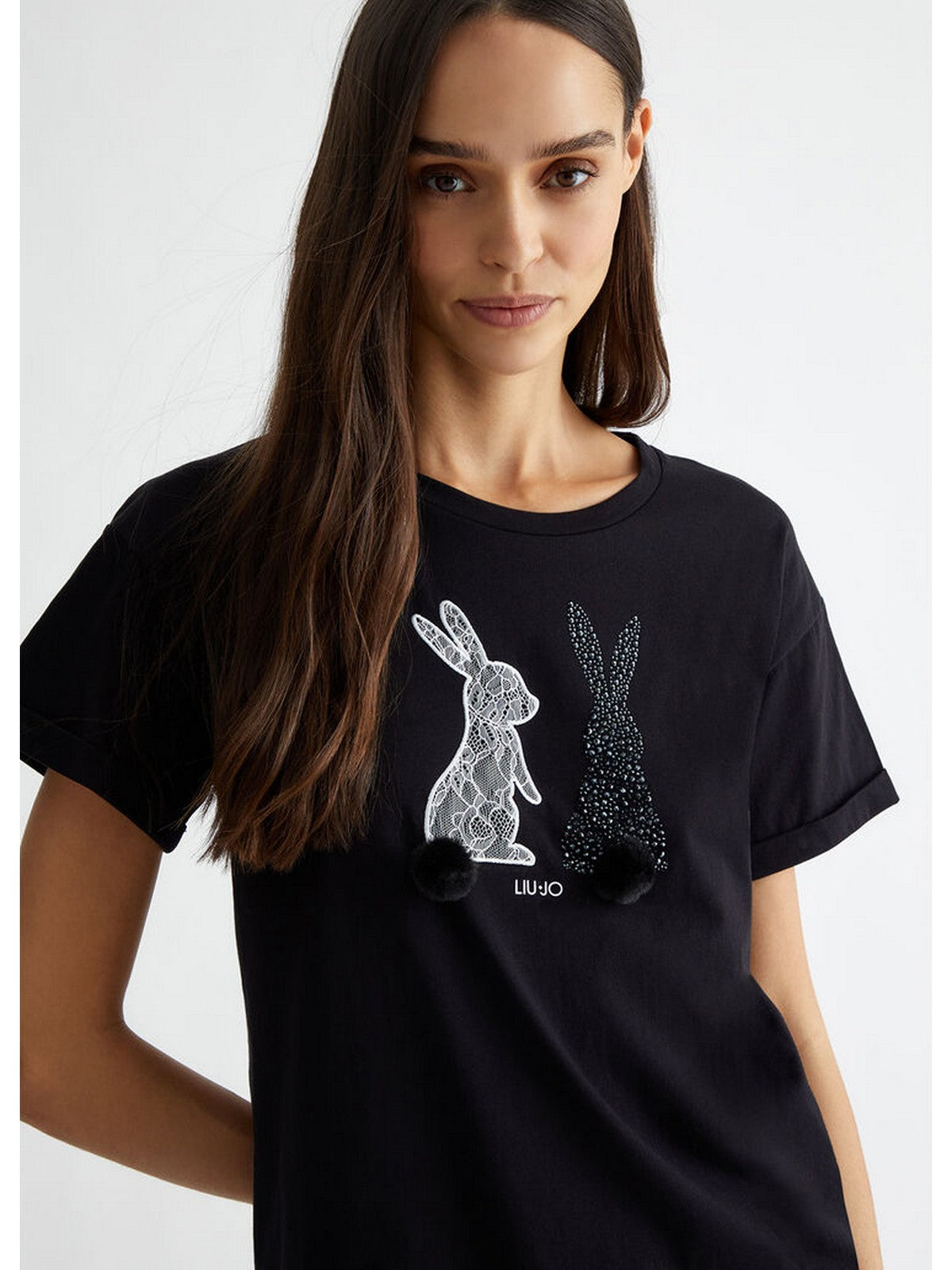 LIU JO WHITE T-Shirt e Polo Donna  WF4411J5904 N9941 Nero gioboutiqueweb