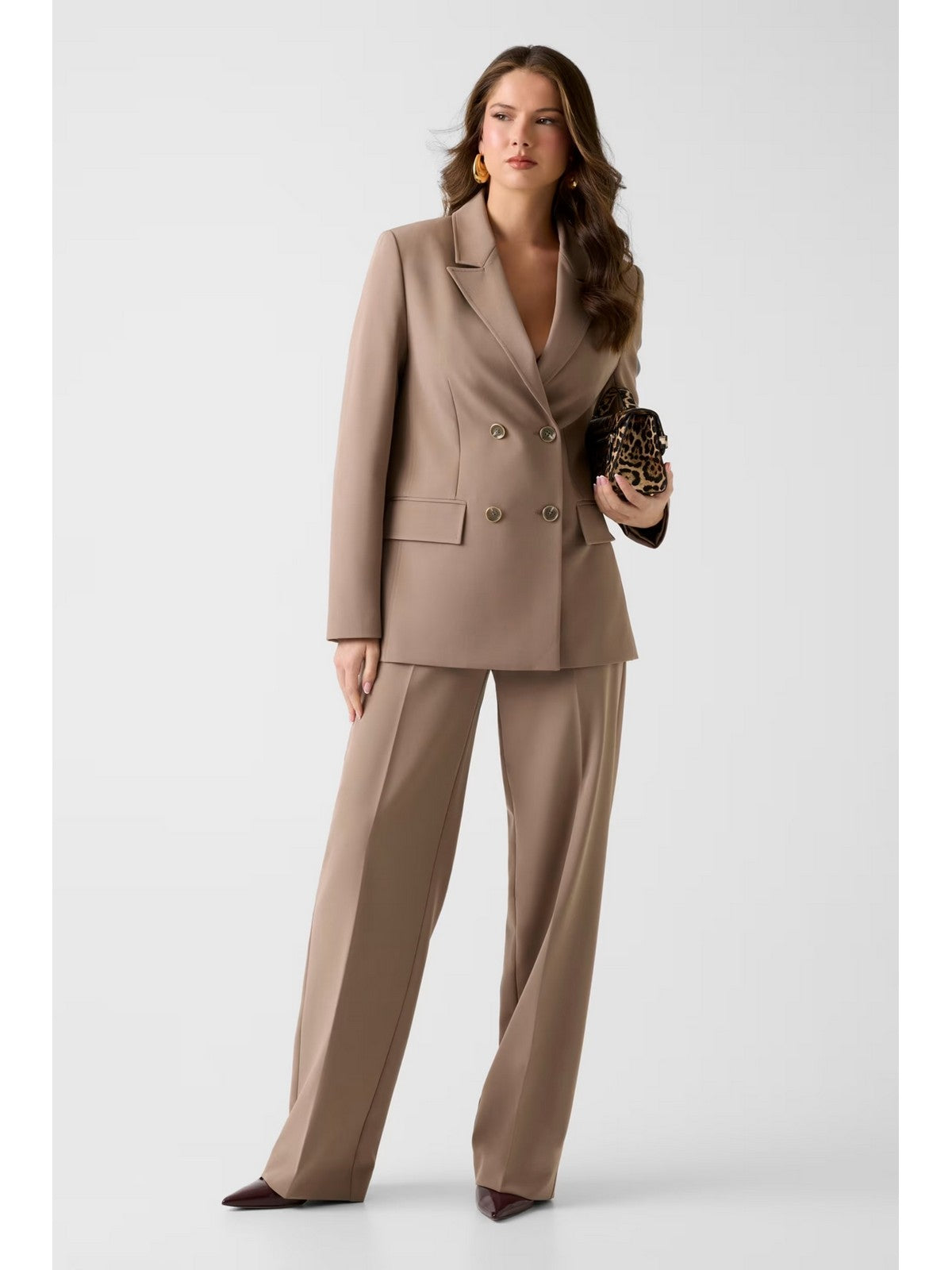 GUESS Giacca Donna NAUSICA DOUBLE BREAST BLAZER W6RN44 WH9Y2 G1EC WALNUT SHELL