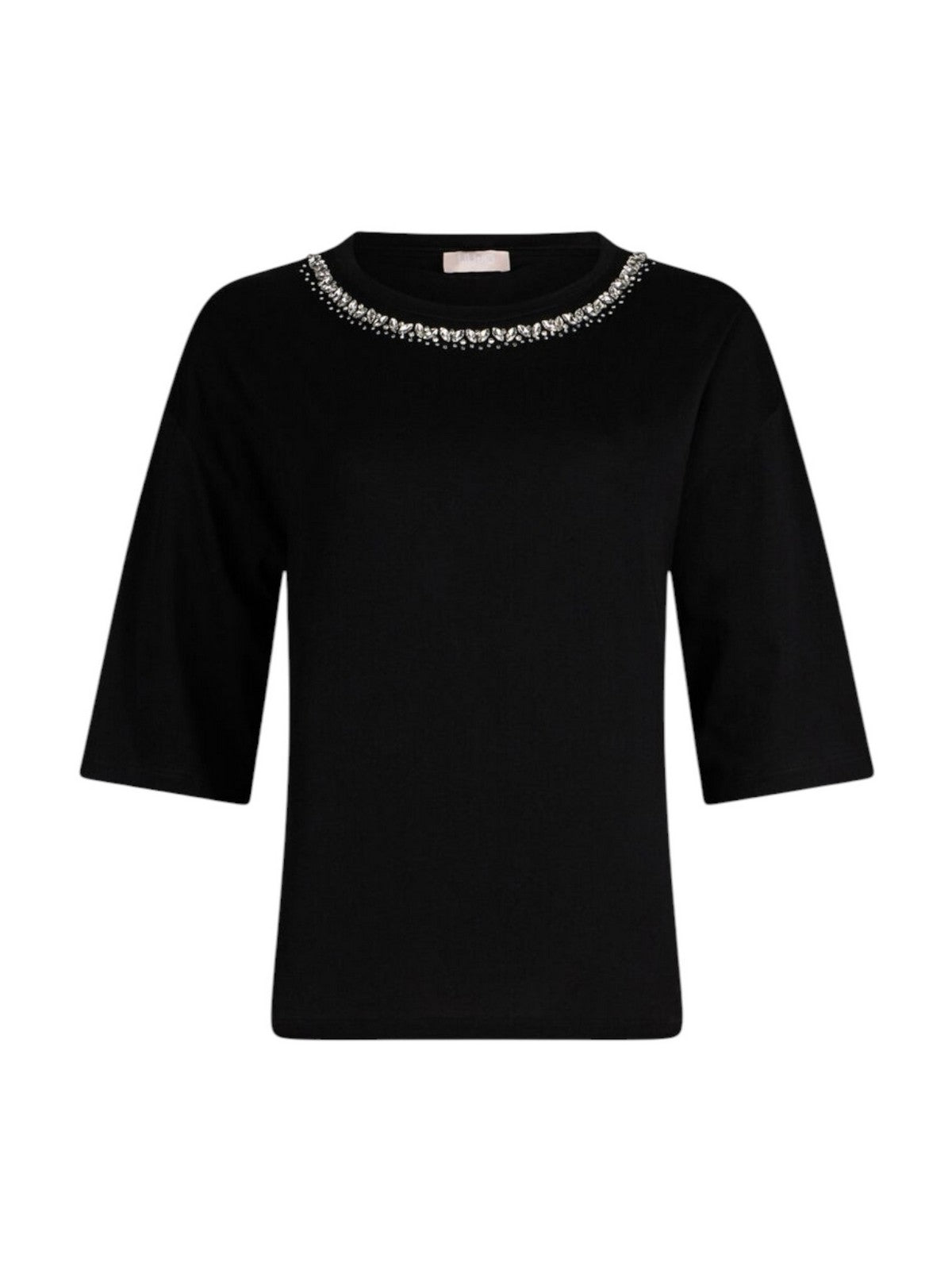LIU JO WHITE T-shirt Donna  WA6128JS904 P9320 Nero collar motif gioboutiqueweb