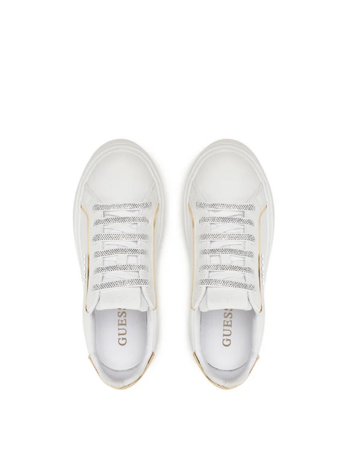 GUESS Sneaker Donna AMERIA FLJMRI ELE12 WHPLA WHITE/PLATINO gioboutiqueweb