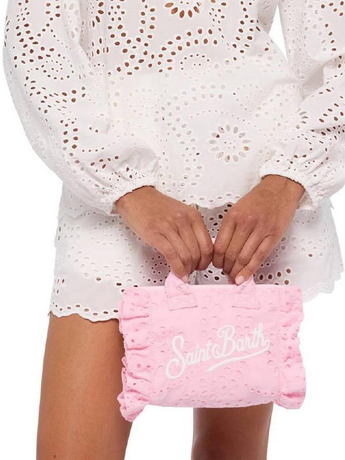 MC2 SAINT BARTH Borsa Donna  VANITY MINI VOLANT 02531L COTTON FLOWER EMBROIDERY 21 EMB