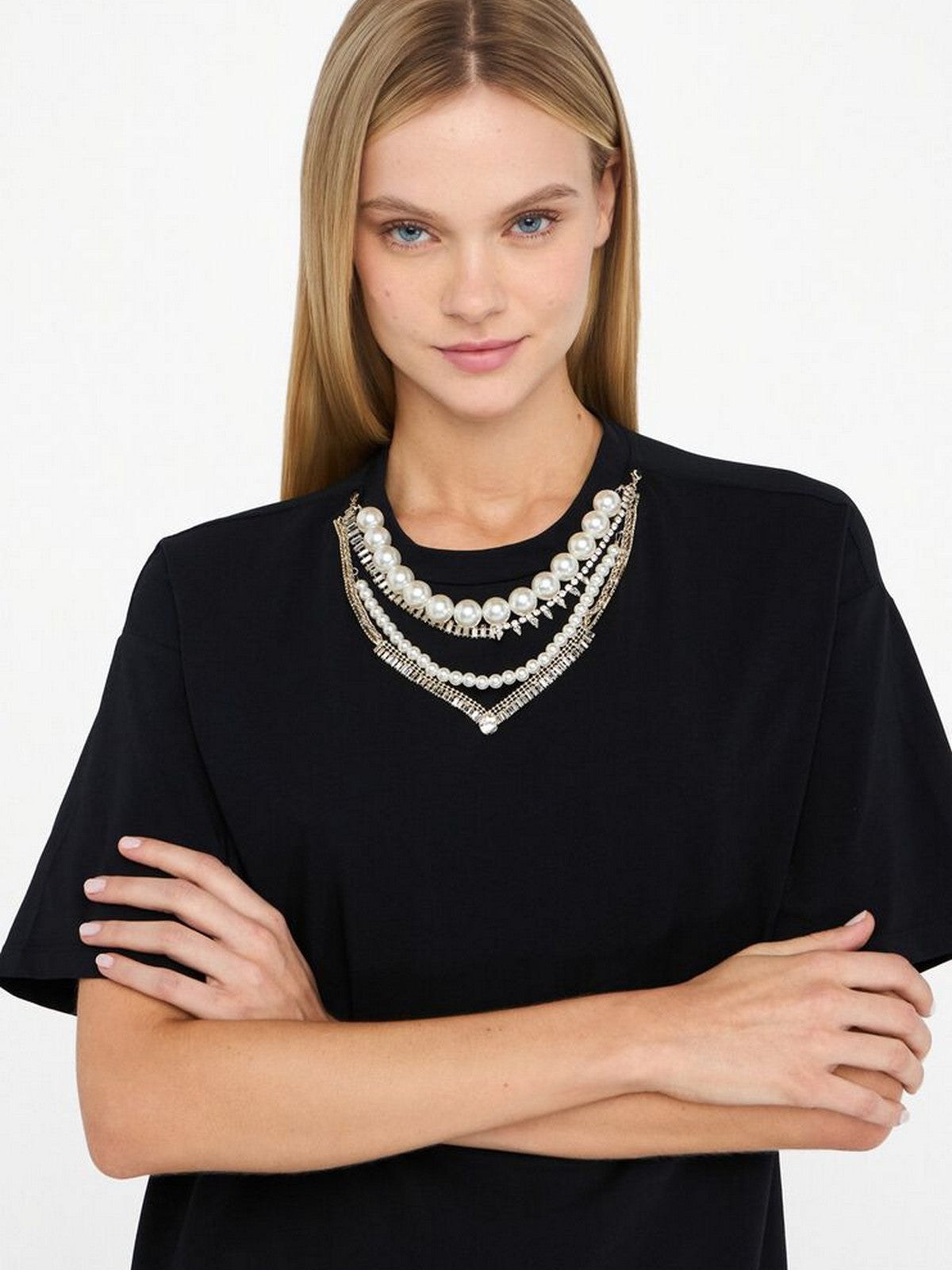 LIU JO BLACK T-shirt Donna  CF5063J0088 22222 Nero gioboutiqueweb