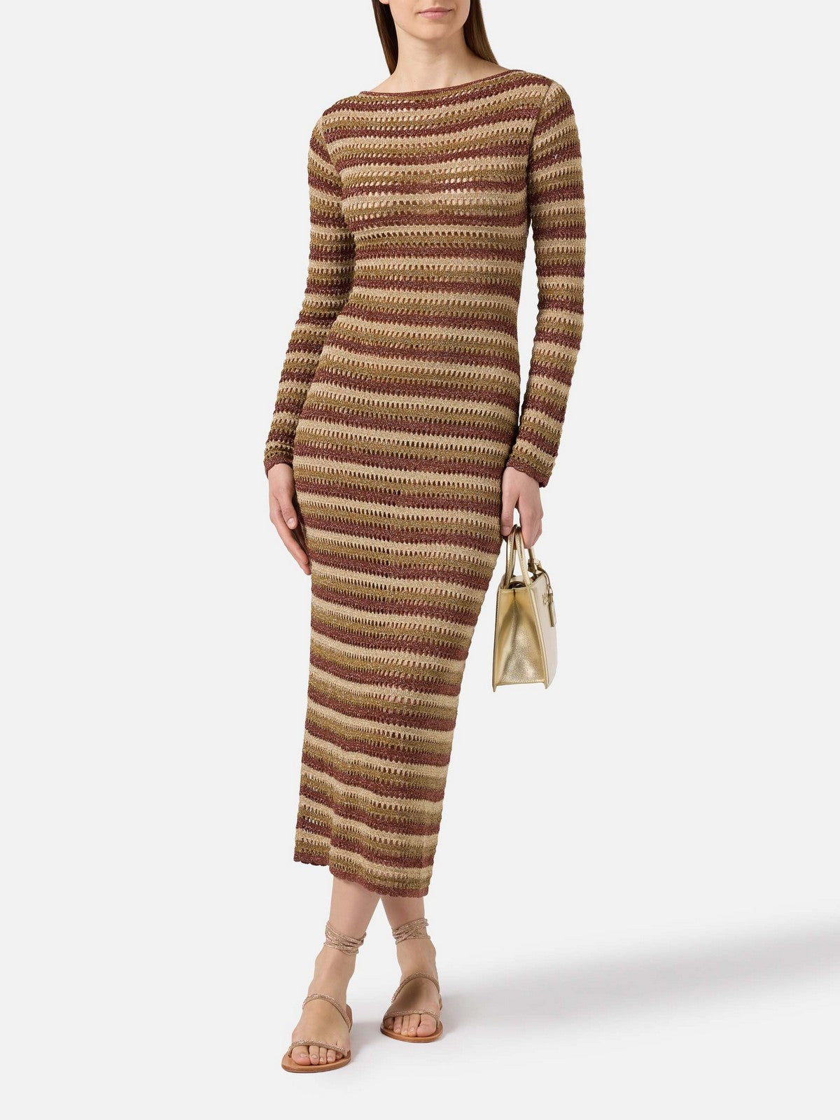 MC2 SAINT BARTH Abito Donna  ROBYN 00492L STRIPES LUREX GOLD gioboutiqueweb