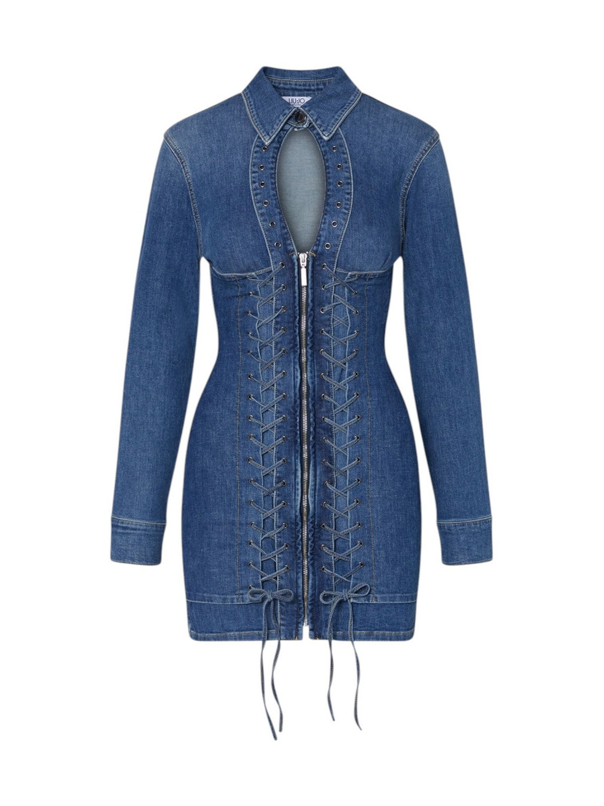 LIU JO feat. ELODIE Abito Donna  UA6508D0399 79157 Den.md.Blue intrecci gioboutiqueweb